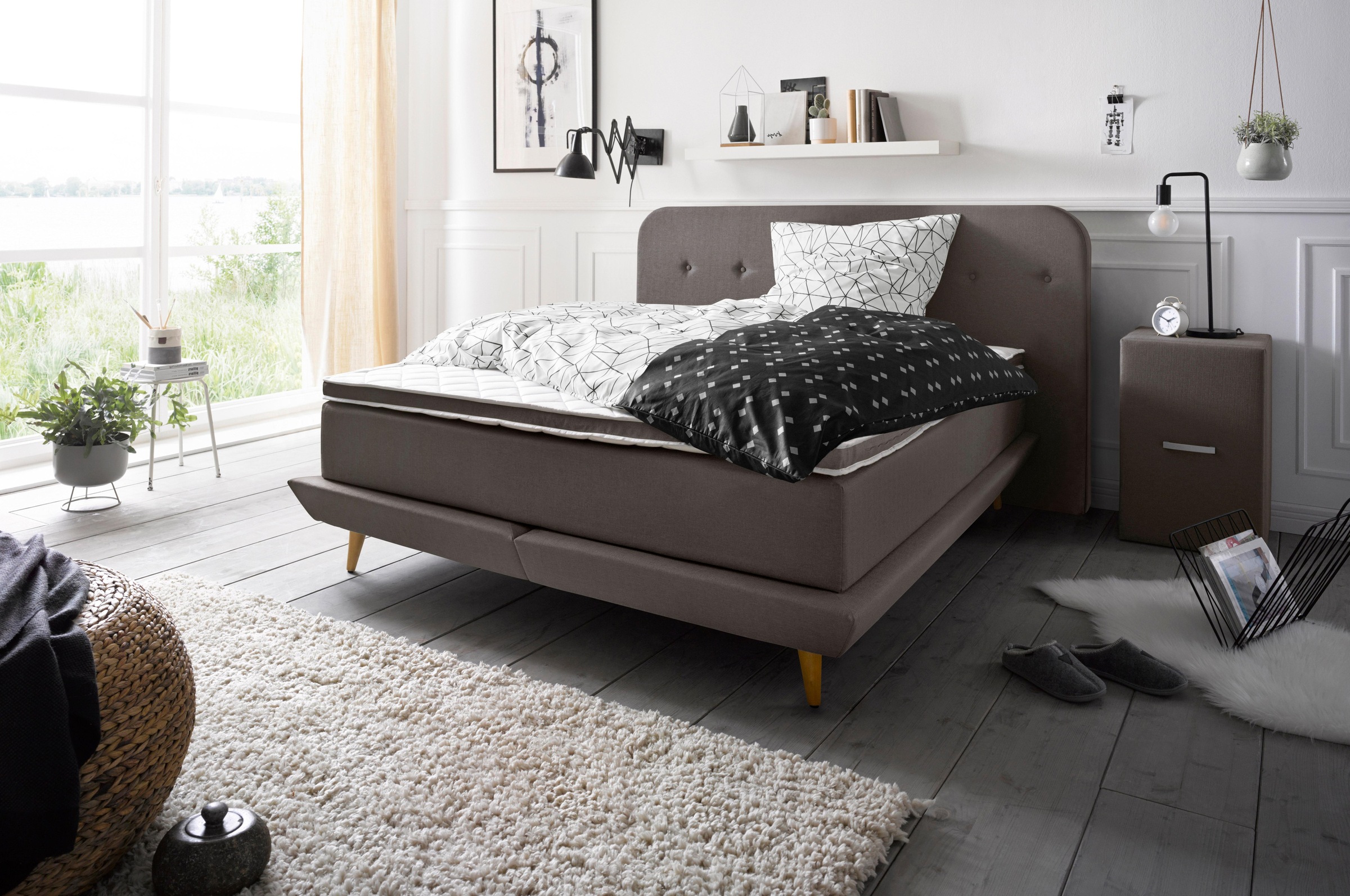 andas Boxspringbett »Premium«, Steppung mit Knopfheftung, inkl. Topper