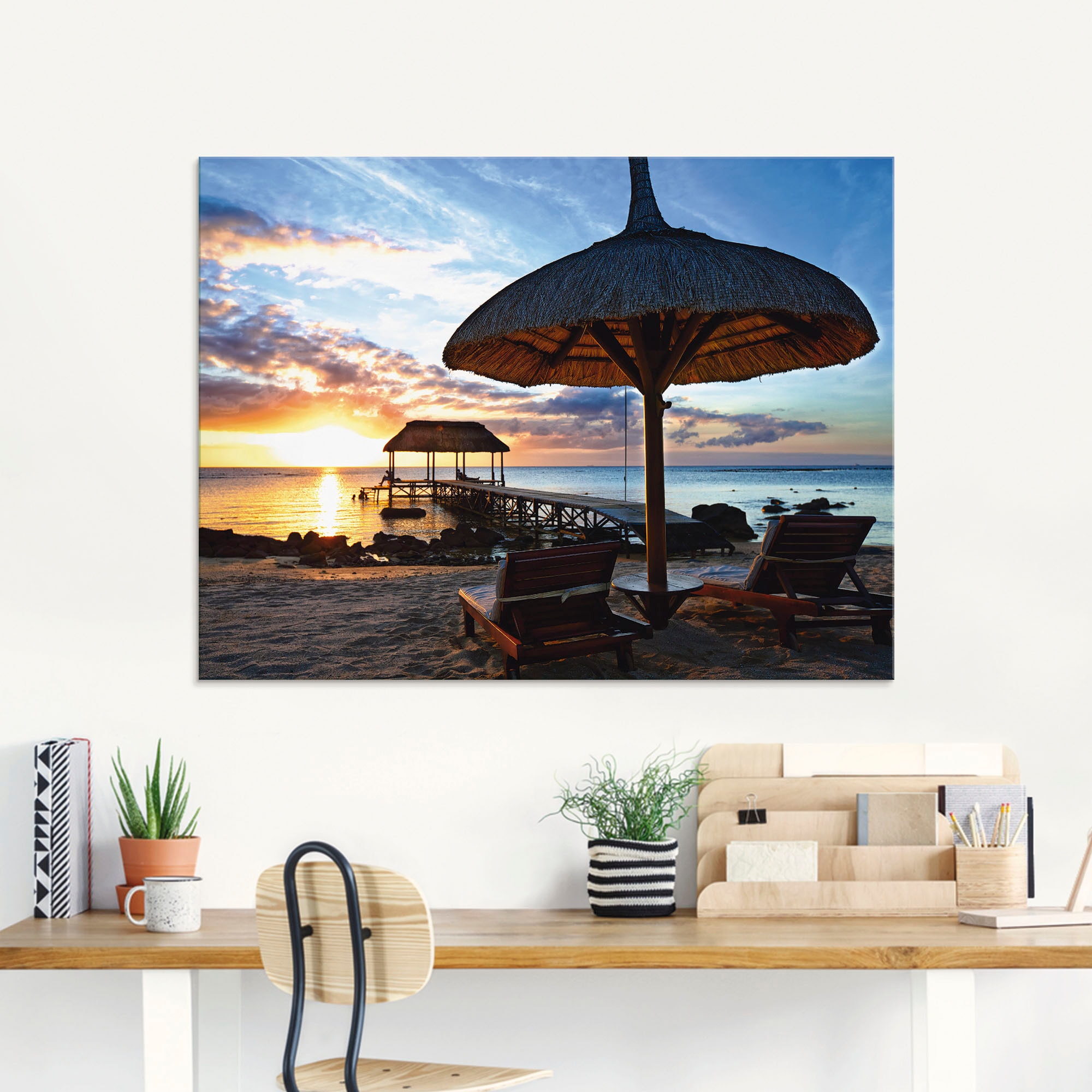 Artland Glasbild "Sonnenuntergang auf Mauritius", Sonnenaufgang & -untergan günstig online kaufen