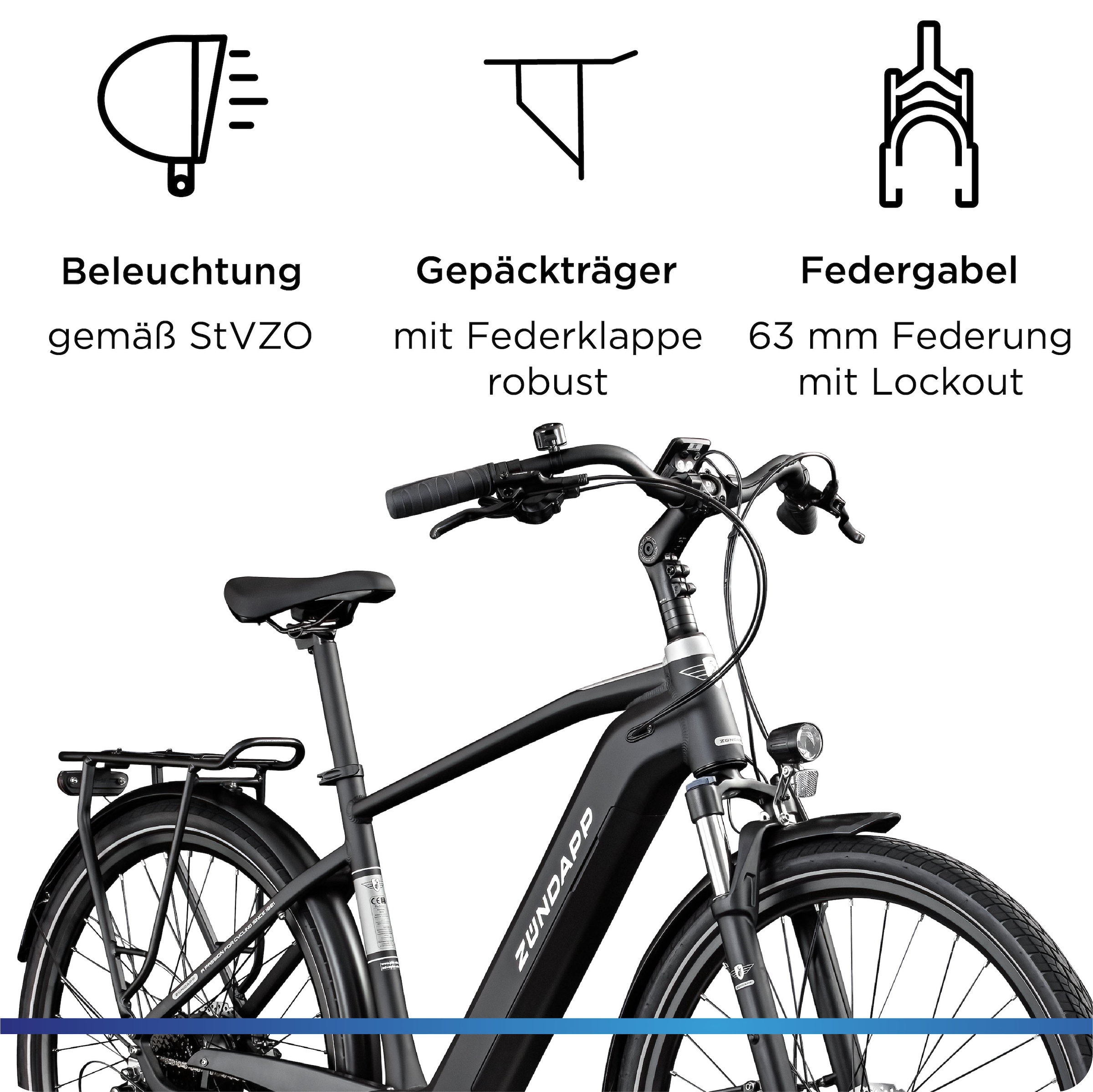 Zündapp »Z810« 24 Gang Shimano Altus RD-M310 Schaltwerk Kettenschaltung Heckmotor 250 W Pedelec, Elektrofahrrad für Herren