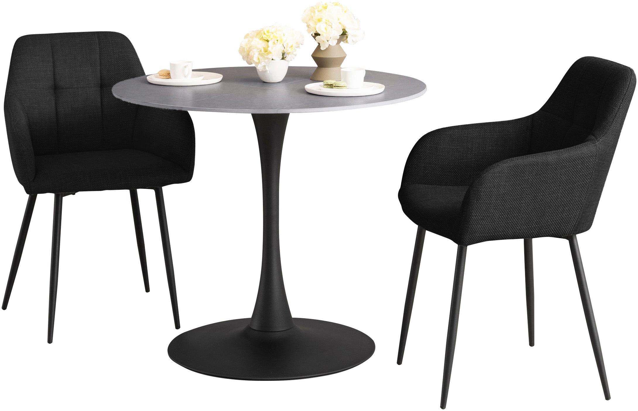 HELA Essgruppe "MOSEL" 3 Stk. tlg. Tisch 90x75 cm, Platte rund, gesinterter günstig online kaufen