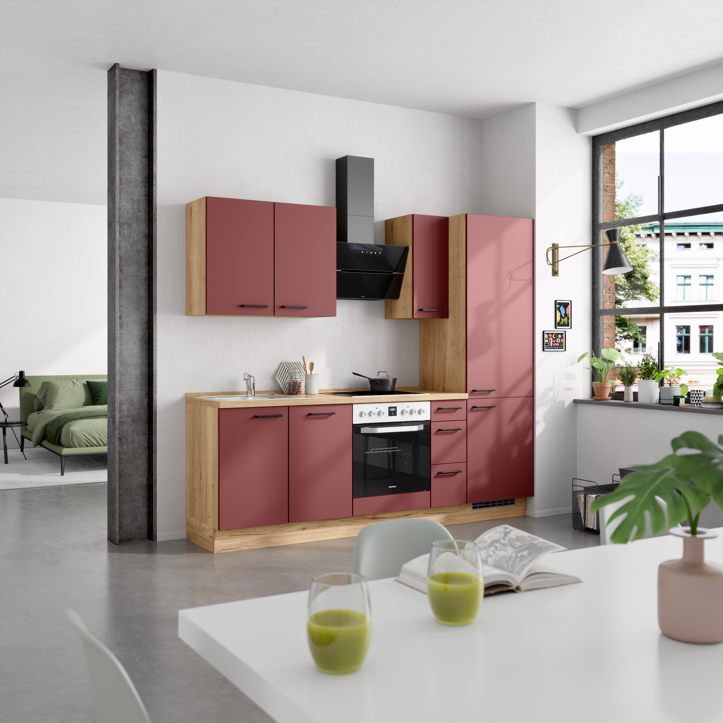 nobilia® Küchenzeile »"Easytouch II"«, vormontiert, Ausrichtung wählbar, Breite 240 cm, wahlw. mit E-Geräten