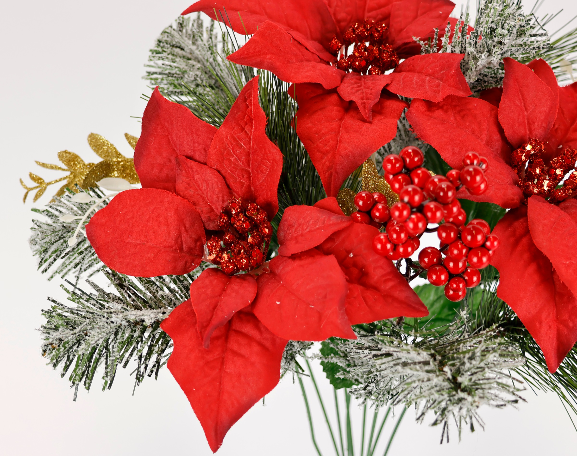 I.GE.A. Kunstblumenstrauß »Bouquet Poinsettia/Beeren/Tannenzweige«, 2er Set Weihnachtsblumen Weihnachtsdeko Adventsdeko Christstern Deko