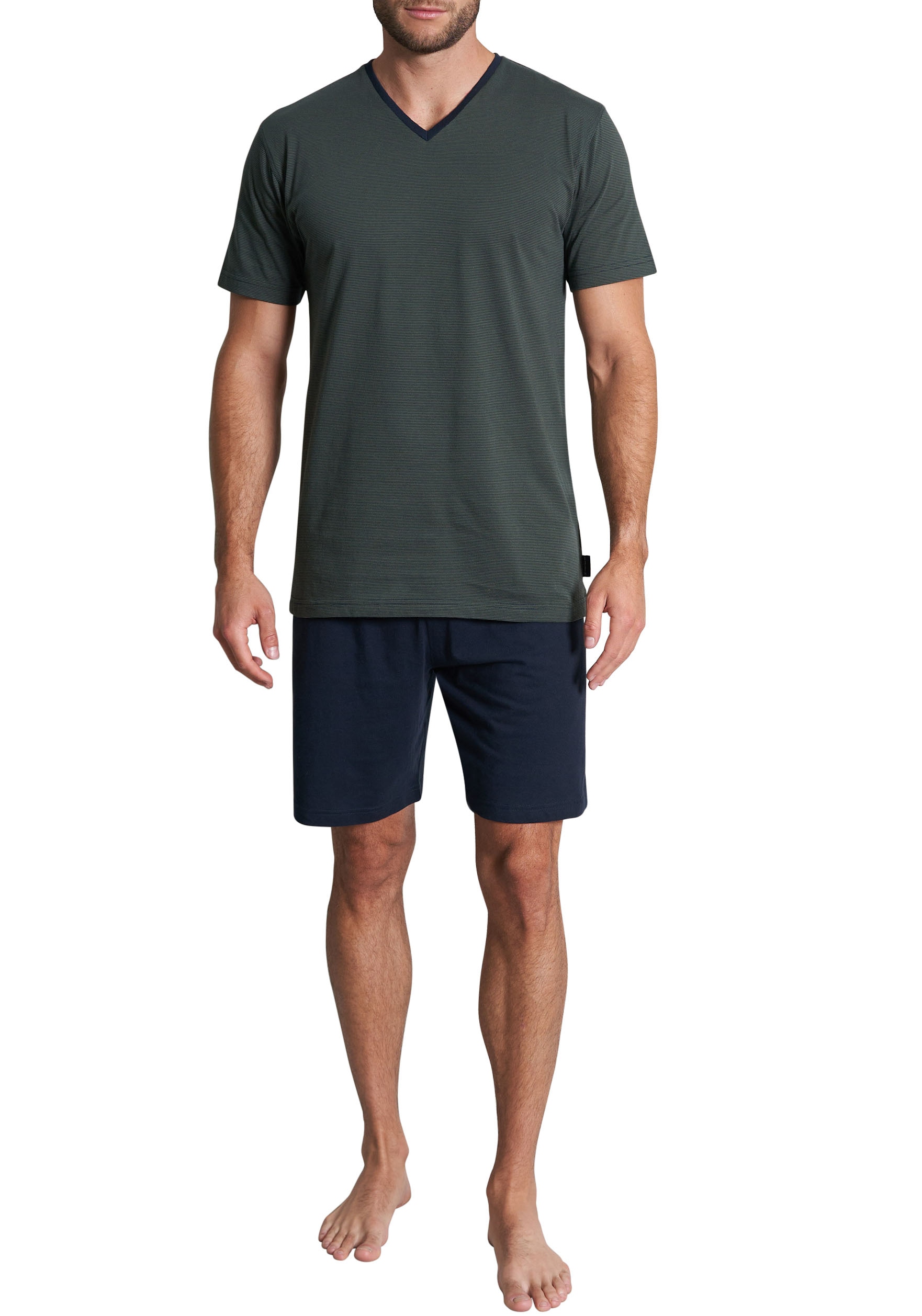 TOM TAILOR Shorty "Nevada" 2 Stk. tlg., Streifendesign, Kurzarm, V-Ausschni günstig online kaufen