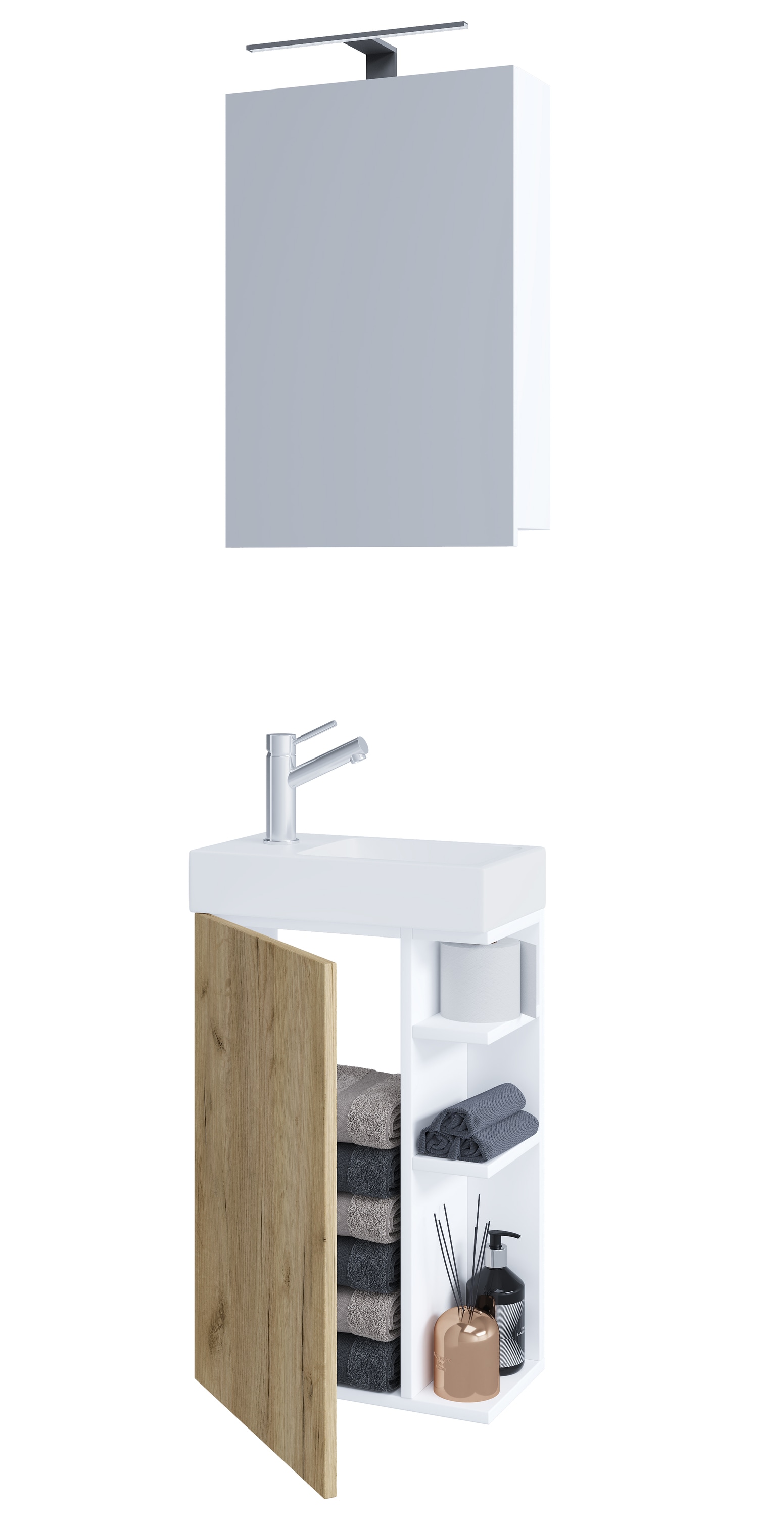 VCM Waschtisch "2-tlg Gäste WC Bad Waschtisch Lumia Spiegelschrank" 3 Stk. tlg.
