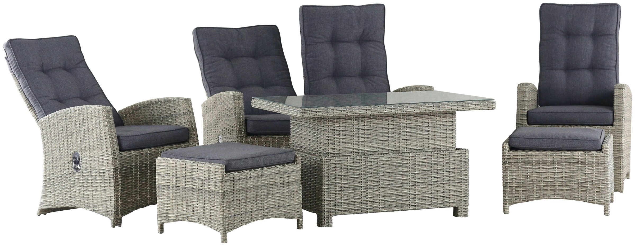 KONIFERA Gartenlounge-Set "Monaco" Set, 2x Sessel, 1x2er Sofa, 2x Hocker, 1 günstig online kaufen