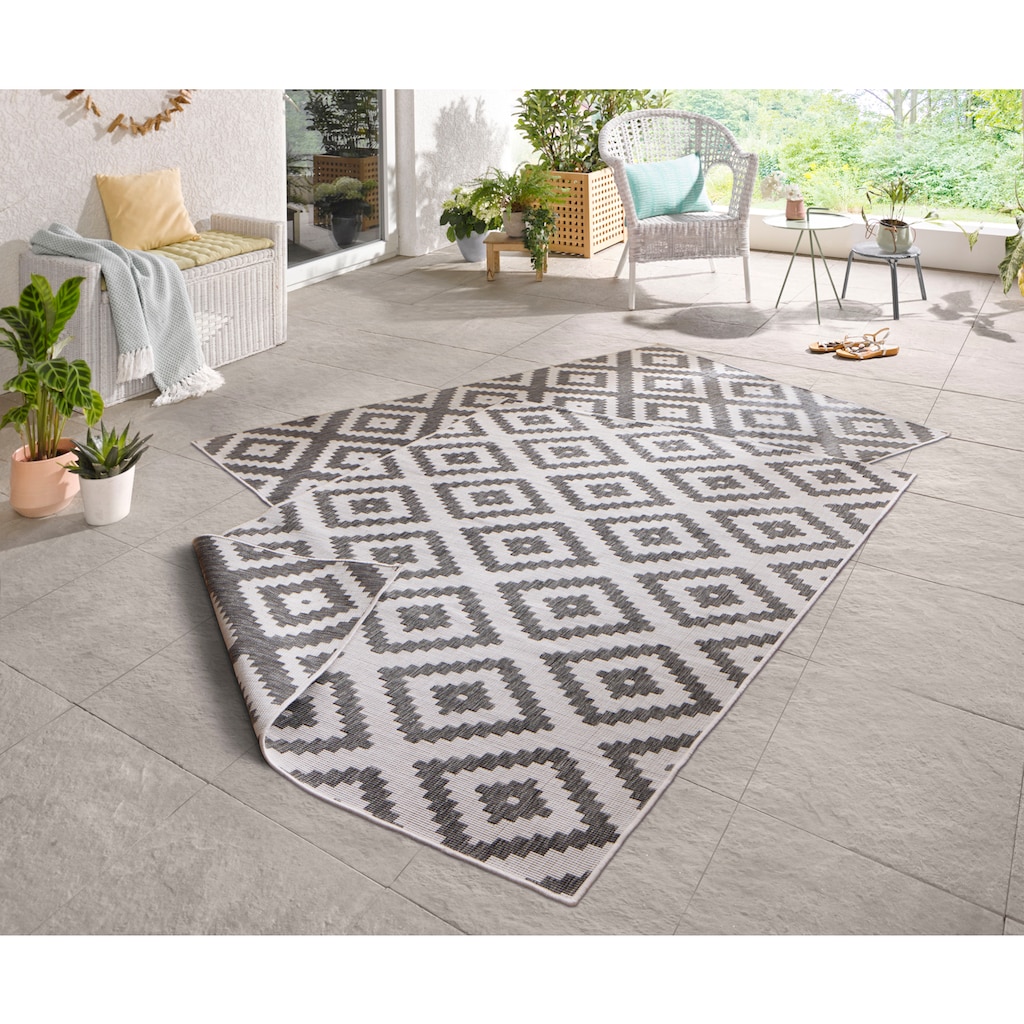 NORTHRUGS Teppich »Malta Wendeteppich«, rechteckig, In-& Outdoor, Wetterfest, Balkon, Rautenmuster, Wohnzimmer,Wasserfest