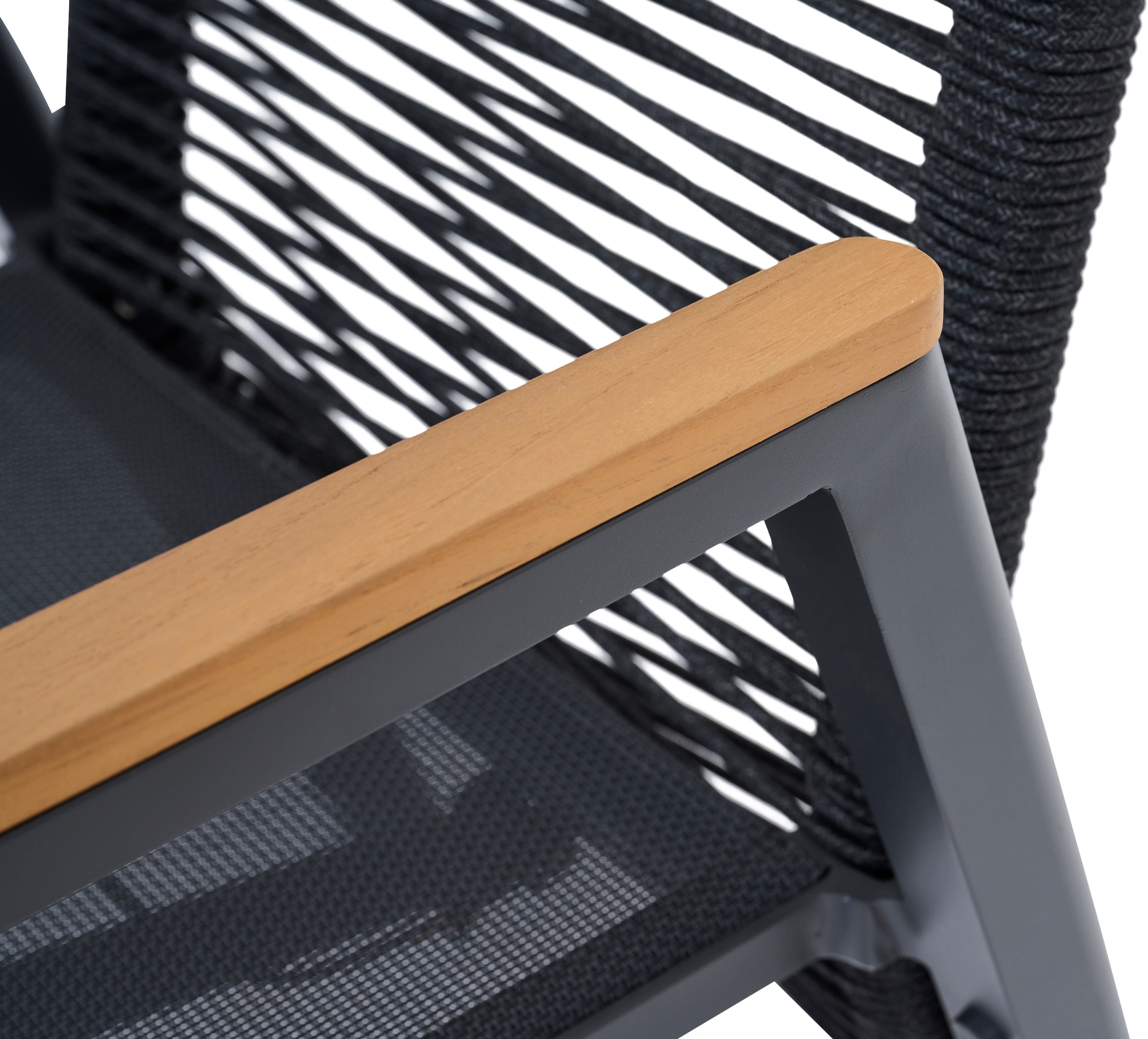 Siena Garden Gartensessel »BOLOGNA Move Sessel« Aluminiumgestell, Rope Geflecht, Armlehnen aus Teak FSC 100%