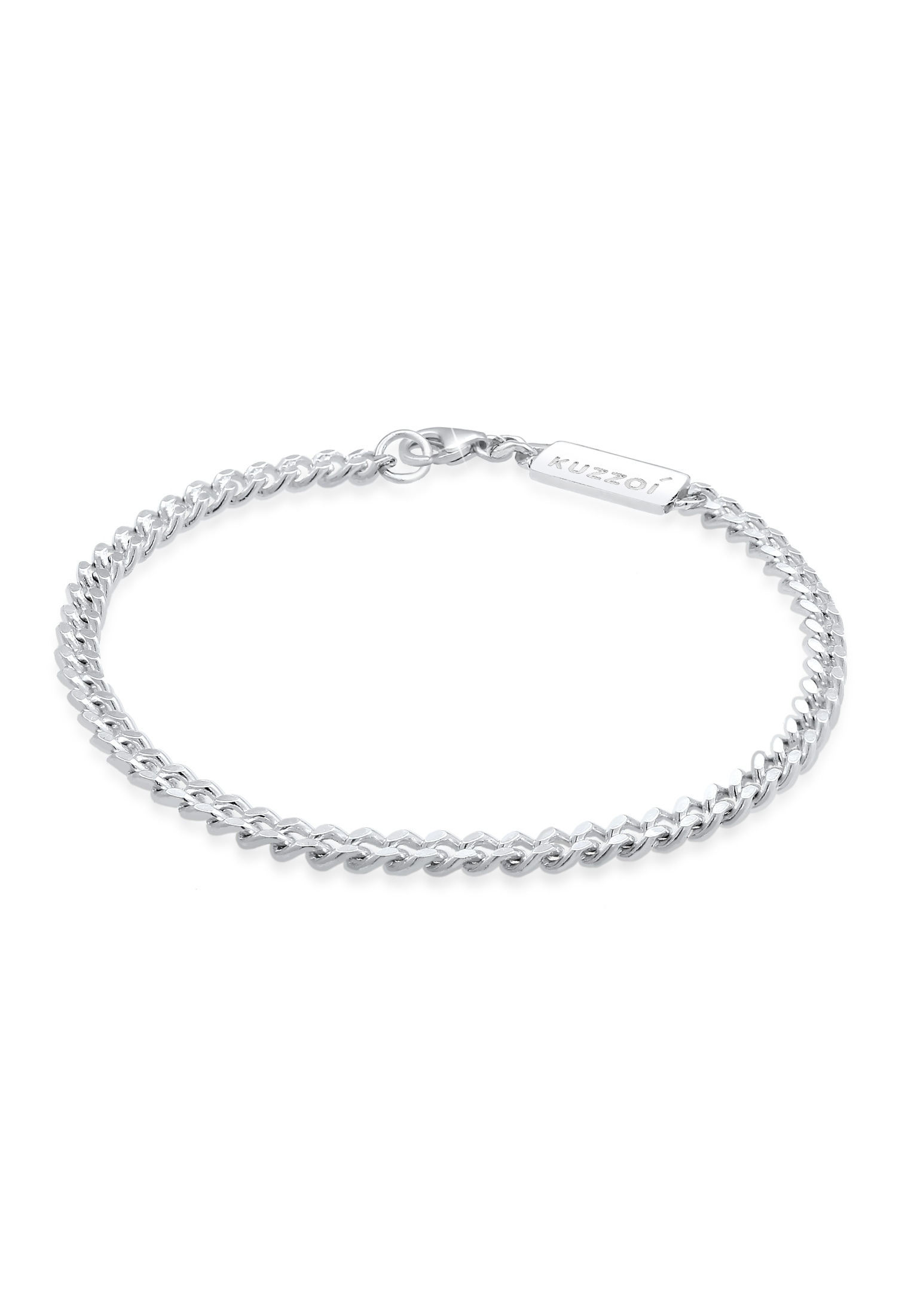 "Armkette KUZZOI ""Armband Herren Panzer Massiv 925 Silber"" Gr. 230, silber, Armbänder, Herren, 230, Silber 925 (Sterlingsilber), Armkette"
