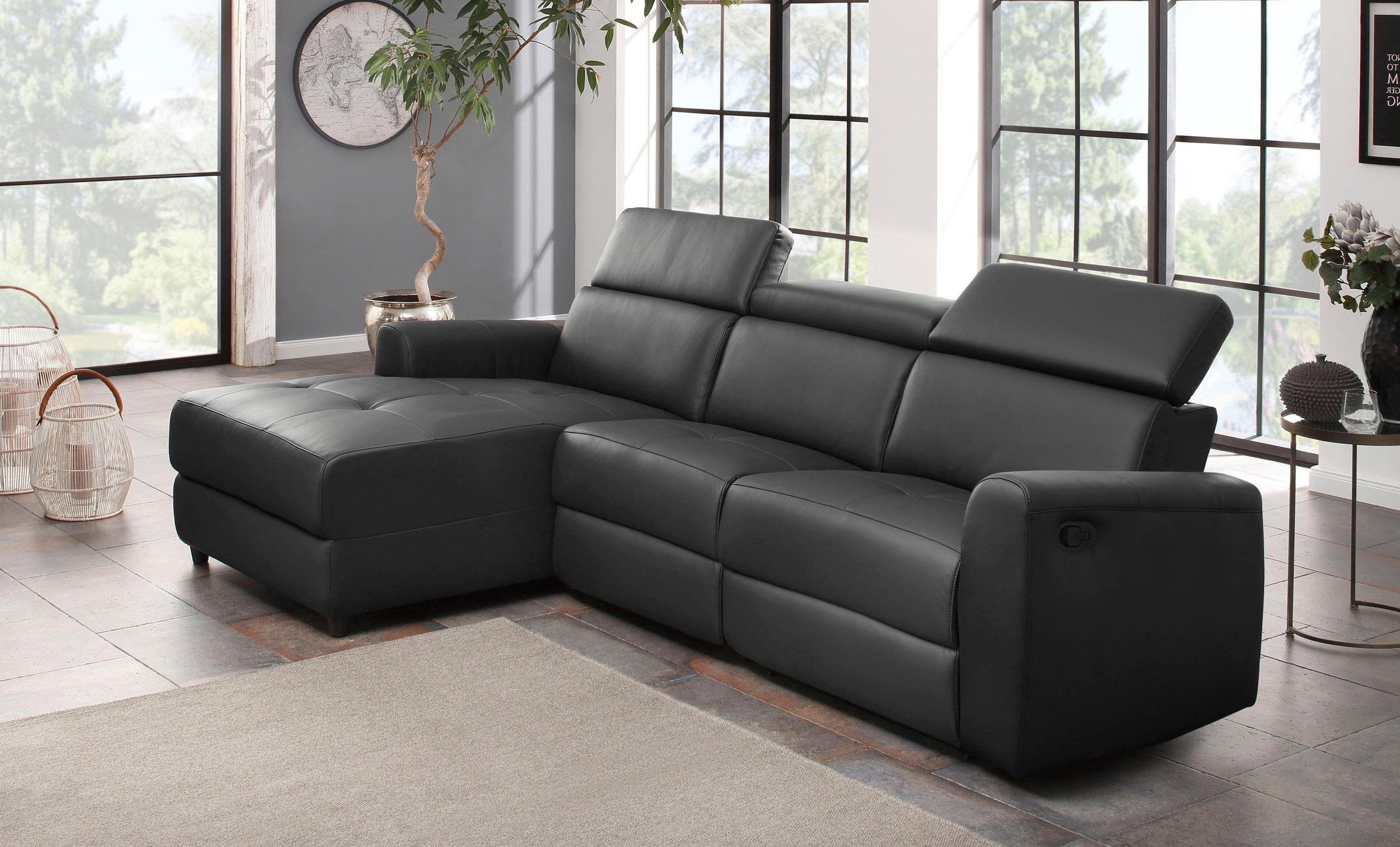 Home affaire Ecksofa Sentrano, wählbar zwischen manueller oder elektrischer Relaxfunktion mit USB-Anschluß, in 4 Bezugsvarianten, auch in NaturLEDER