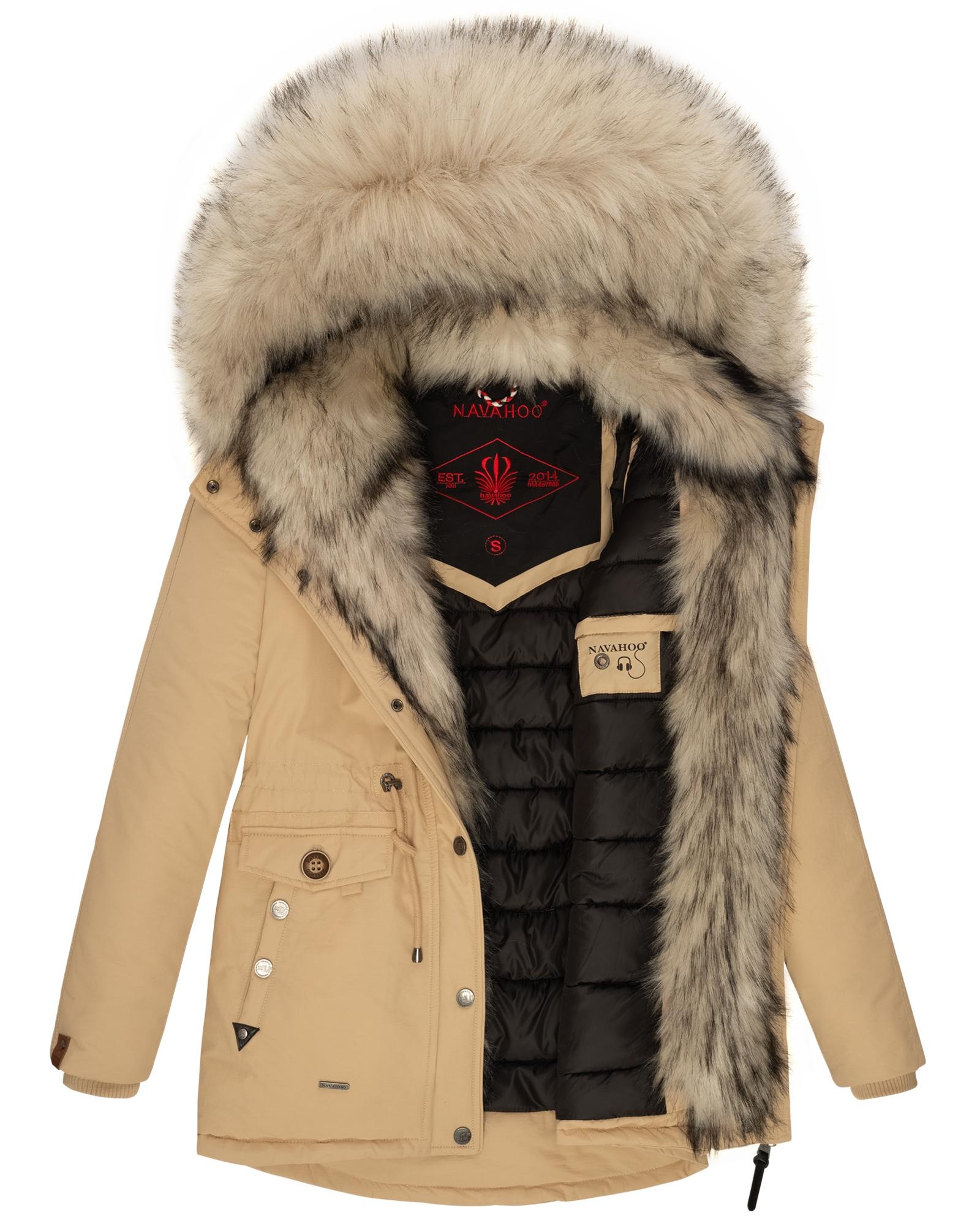 Navahoo Wintermantel »Sweety«, Winterparka mit 2 Kunstpelz-Kapuzen