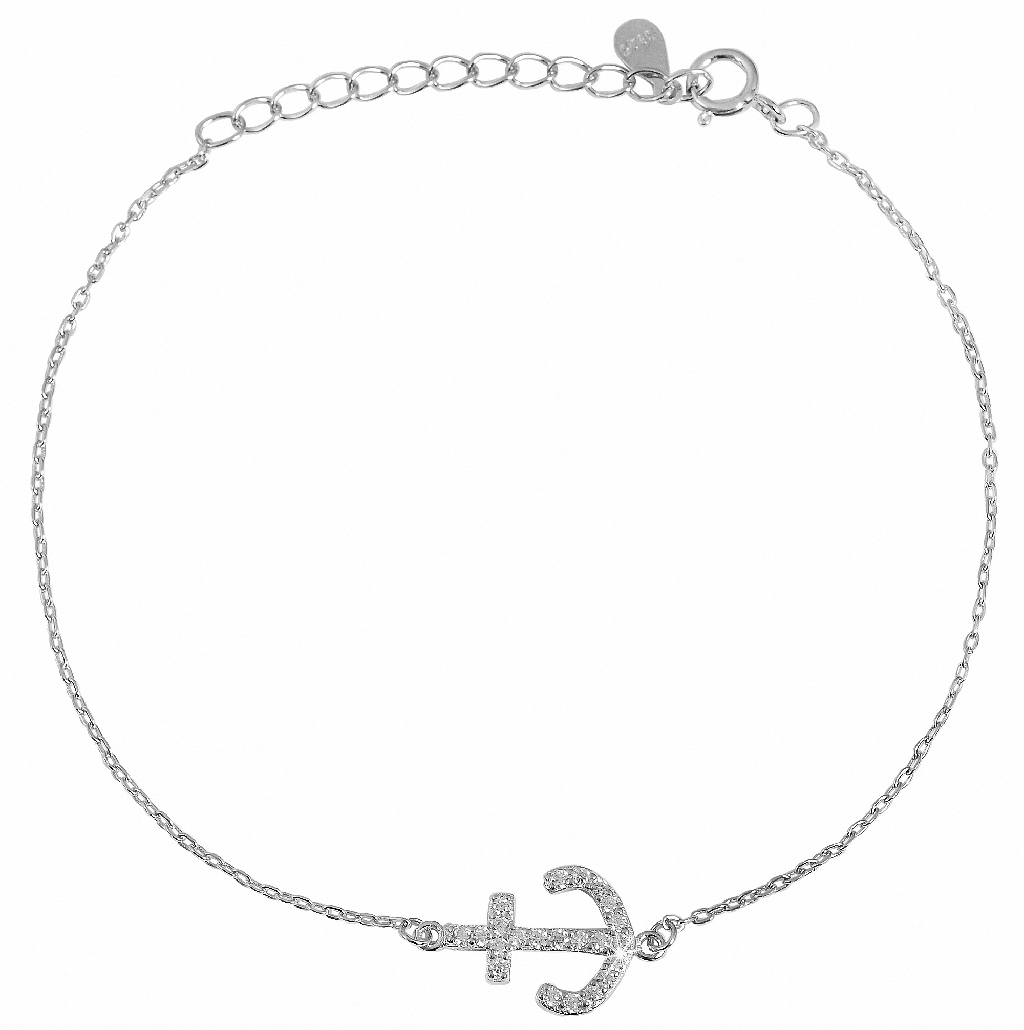 Adelia´s Silberarmband »Armband mit 925 Zirkonia« Silber Anker aus