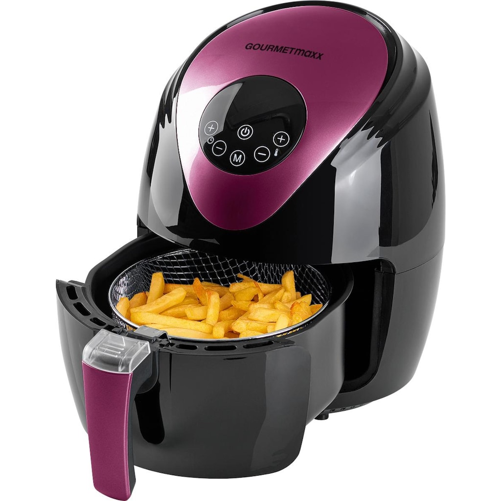 GOURMETmaxx Heißluftfritteuse »Digital, schwarz/beere«, 1500 W, Fassungsvermögen 2 kg