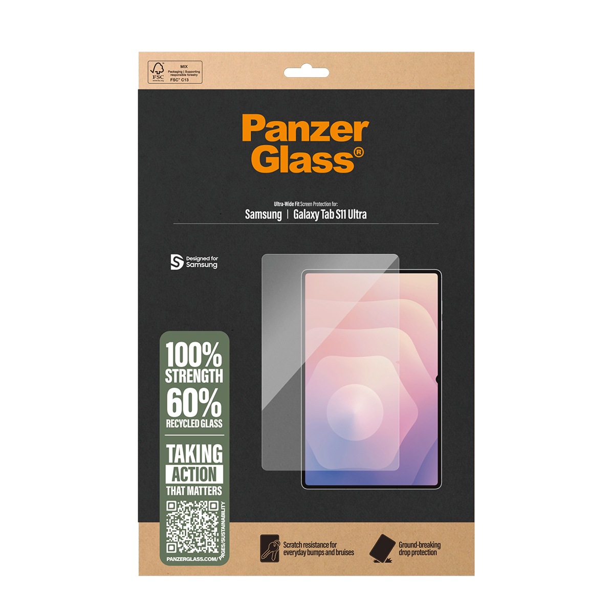 CARE by PanzerGlass Displayschutzglas »Ultra-Wide Fit Screen Protector« für Samsung Galaxy Tab S11 Ultra Displayschutzfolie, Schutzfolie, Bildschirmschutz, kratz- & stoßfest