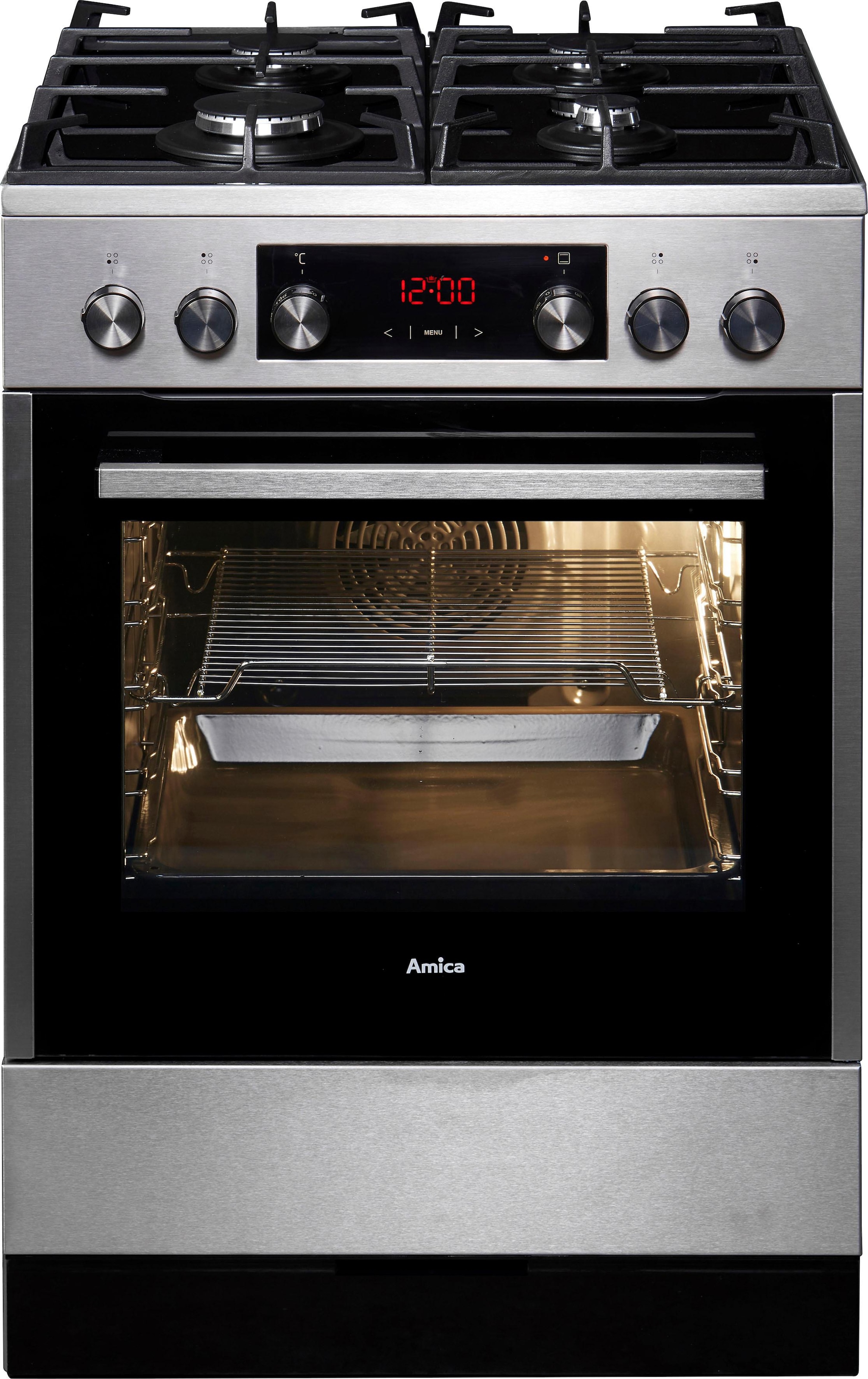 AMICA Gas-Standherd "SHEG 914 121 E", grau, Herdsets, Vertrauter Kochkomfort mit Gas und angenehmer Handhabung