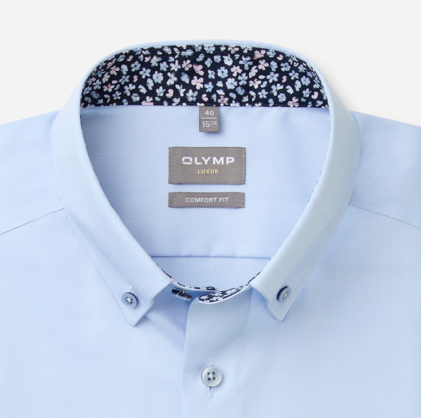 Businesshemd OLYMP "OLYMP Luxor, comfort fit, Button-down", Herren, Gr. 40, Normaler Arm, hellblau, 100% Baumwolle, Hemden 2