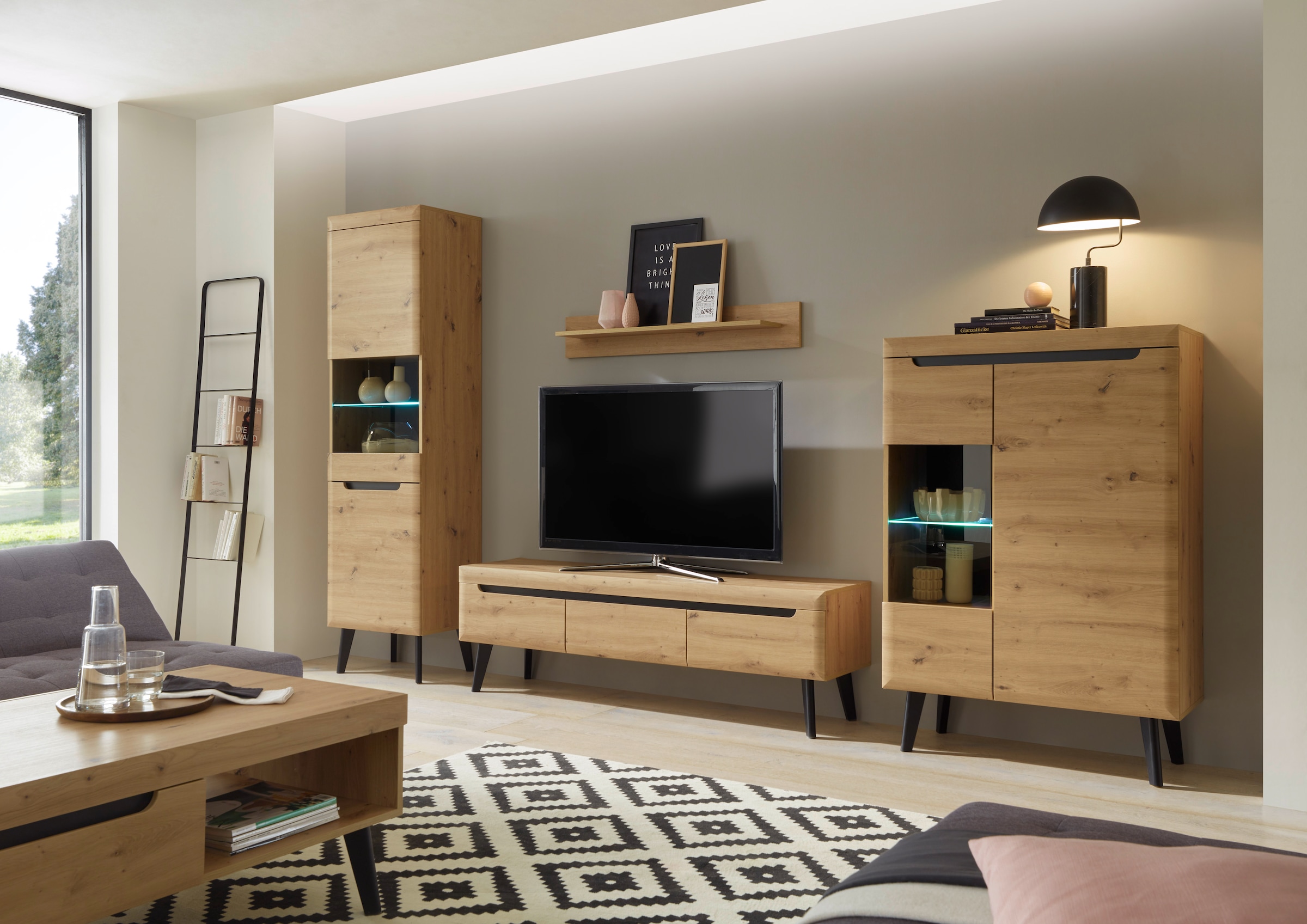 INOSIGN Wohnwand »Torge, Anbauwand, Schrankwand, Mediawand, Wohnzimmer-Set«, (Set, 4 St.), Lowboard: 160x 40x 50 cm