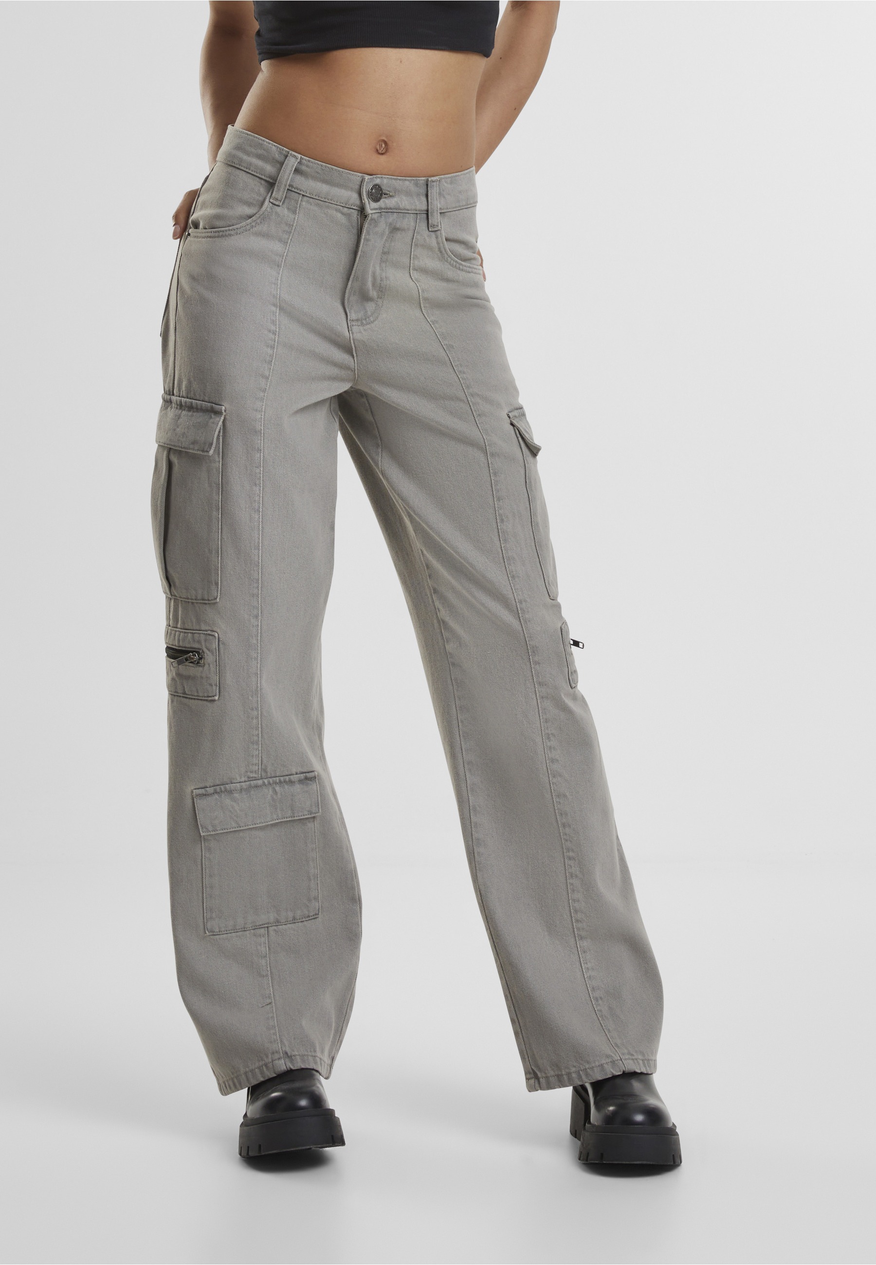 URBAN CLASSICS Cargohose »Urban Classics Ladies Loose Utility Denim Pants«