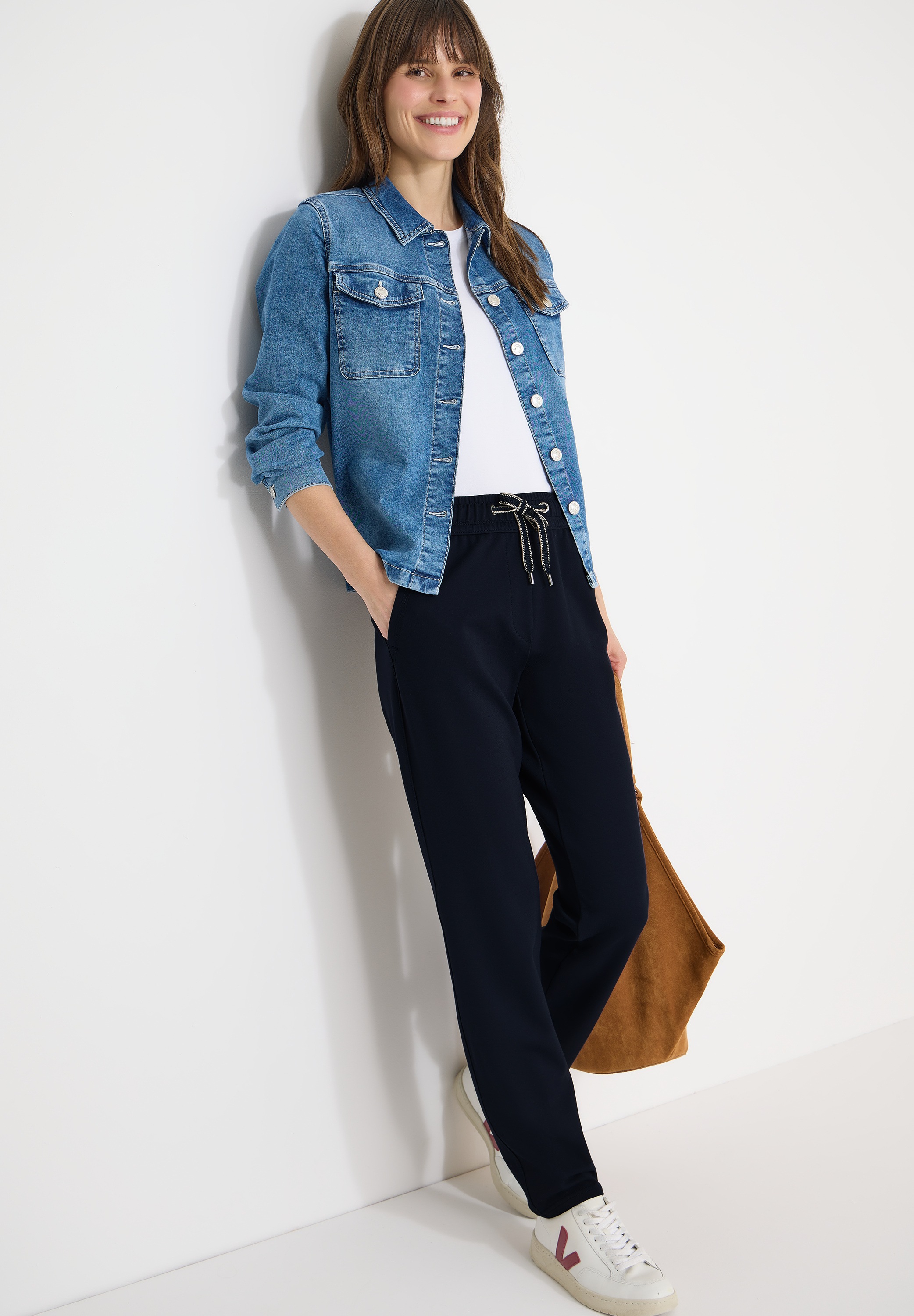 Stoffhose CECIL "Style Tracey", Damen, Gr. XXL (46), Länge 28, universal blau, Web, Obermaterial: 61% Viskose, 32% Polyamid, 7% Elasthan. Futter: 100% Polyester, unifarben, regular fit lang, Hosen Stoffhose, mit elastischem Bund 6