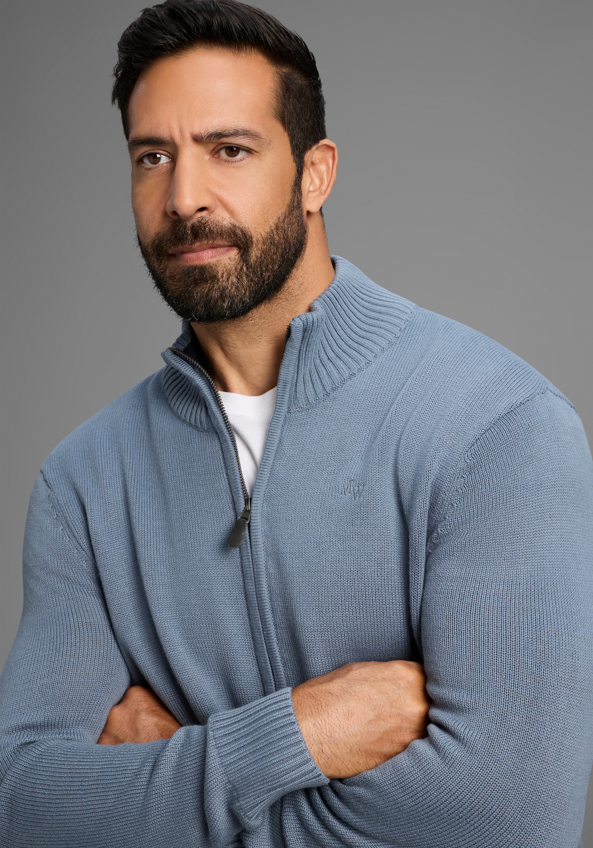 Thumbnail - Mans World Strickjacke "neue Farben" aus Baumwollmischung