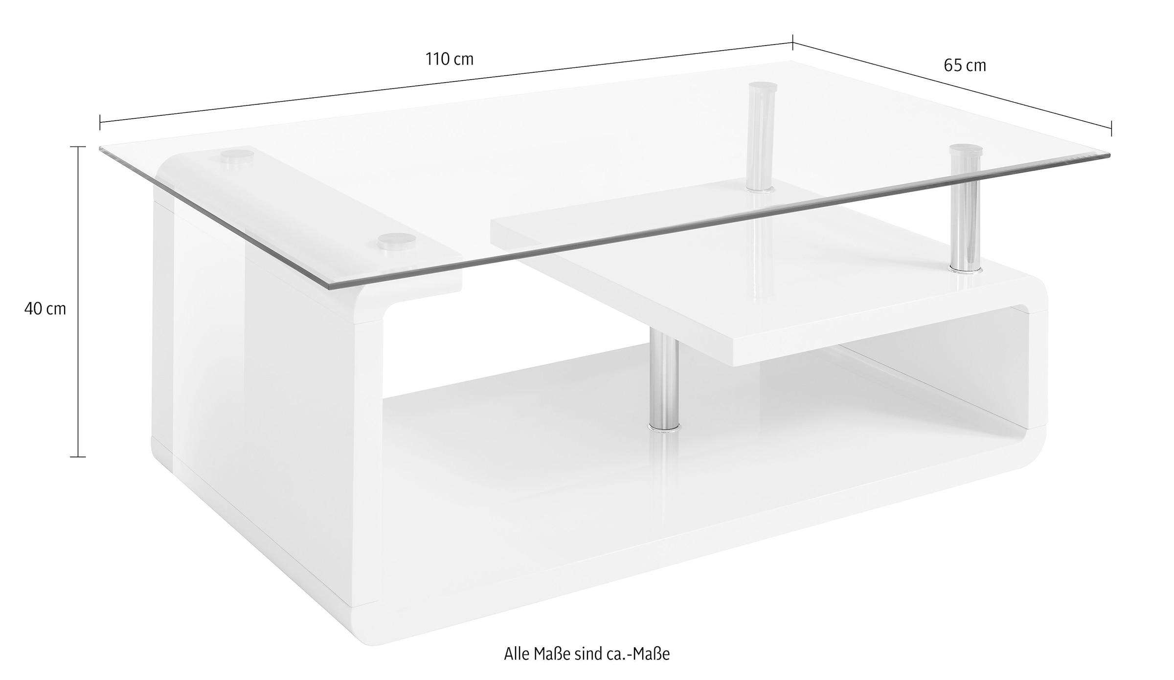 Paroli Couchtisch, mit Glasplatte