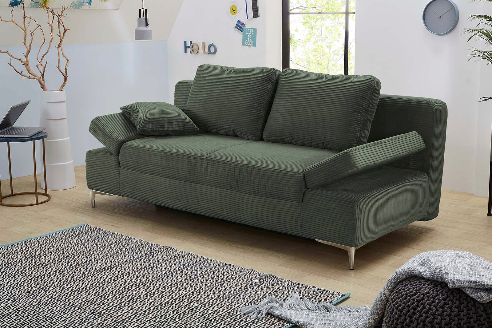 Jockenhöfer Gruppe Schlafsofa "Jano, B: 202 cm, Liegefl. 144x200 cm" mit Schlaffunktion, Bettkasten, Armteilverstellung & 1 Zierkissen