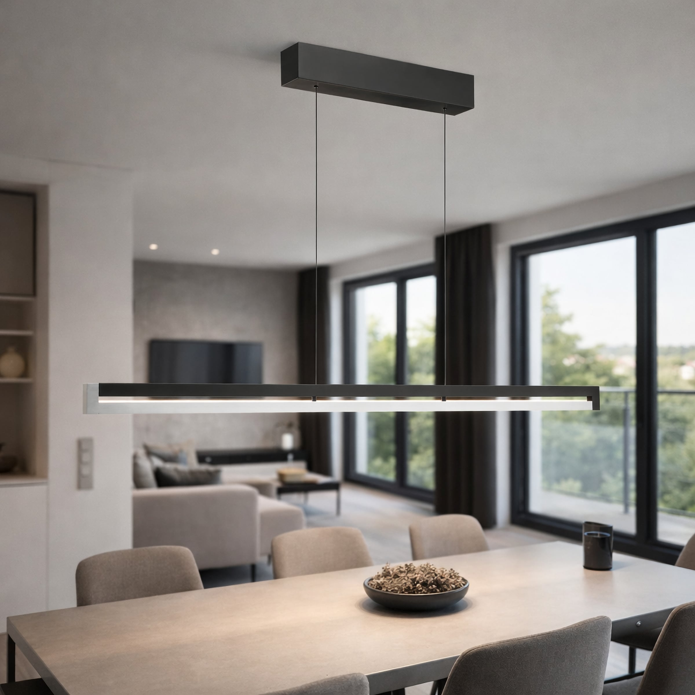 lumiCouture LED Pendelleuchte »Pulse« LED-Modul 1 Stk. Warmweiß 122 x 7 x 180 cm, 4400 lm, 2700K, dimmbar, Aluminium gebürstet/schwarz
