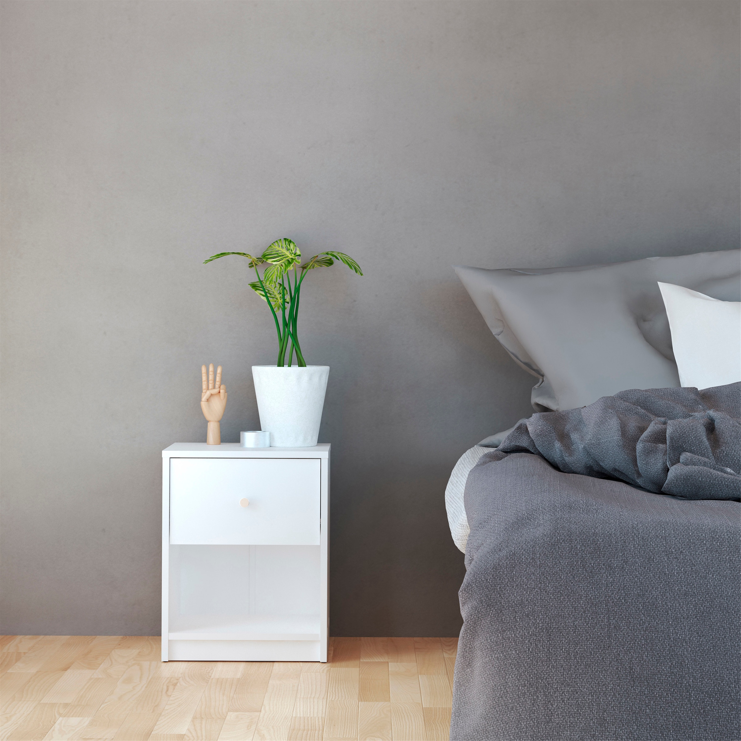 Home affaire Nachtkommode »May, Nachttisch, Nachtschrank, Beistelltisch,« mit 1 Schublade und einem offenen Fach, Breite 38 cm, Höhe 48 cm