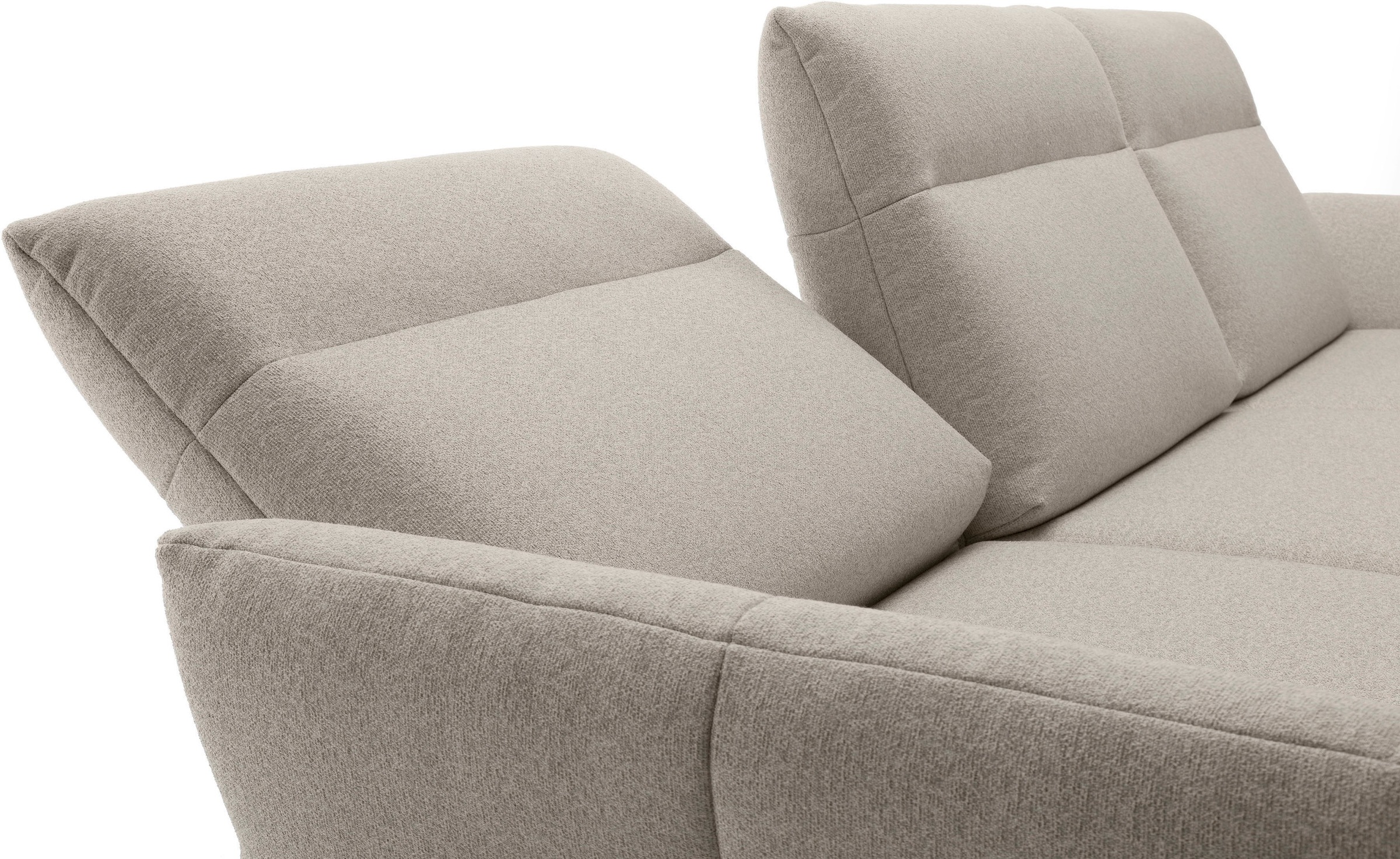 Creation BY ROLF BENZ Ecksofa »CR.460«, Sockel in Eiche, Winkelfüße in Umbragrau, Breite 318 cm