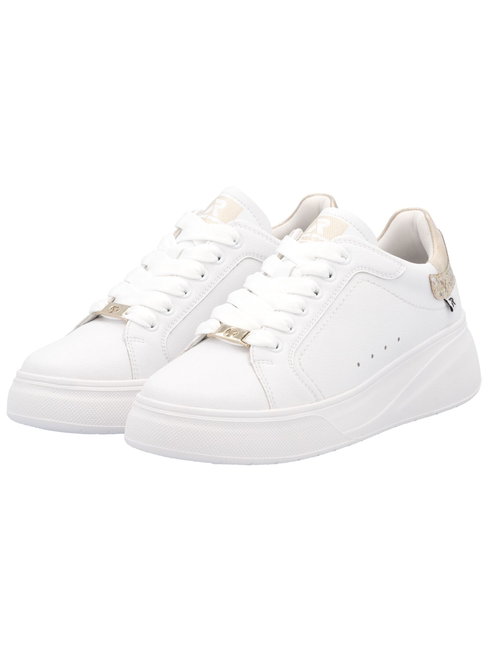 Rieker Damen Leder Sneaker Weiß/Gold 6