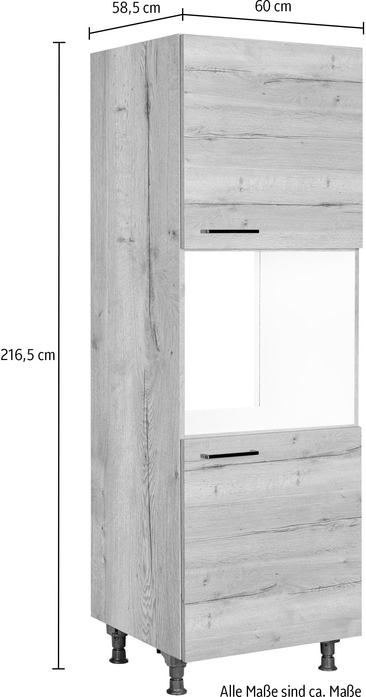 nobilia® Herdumbauschrank »"Structura", Ausrichtung wählbar, mit zwei zusätzlichen Türen,«, vormontiert, Breite/Höhe: 60/167,8 cm