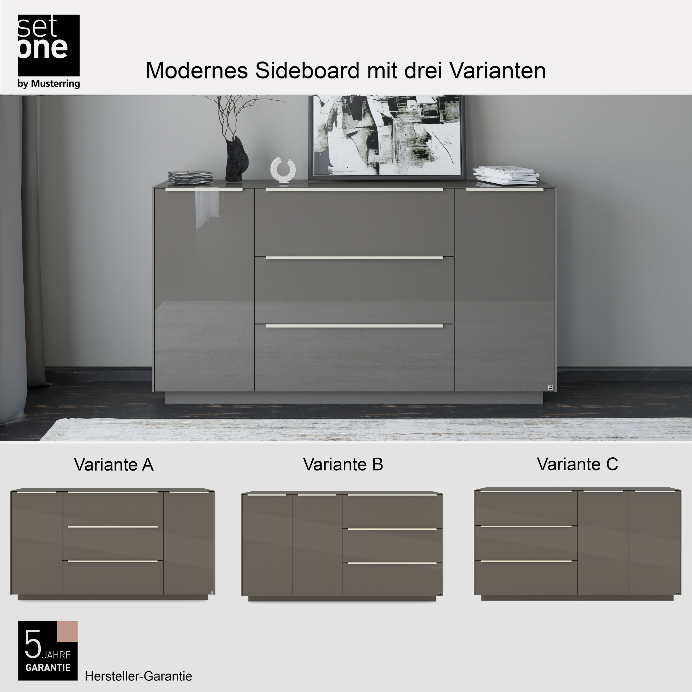 set one by Musterring Sideboard »Reno« 1 Stk. tlg. Mit Sockel in diversen Farben, 102 cm Höhe & Farbauswahl