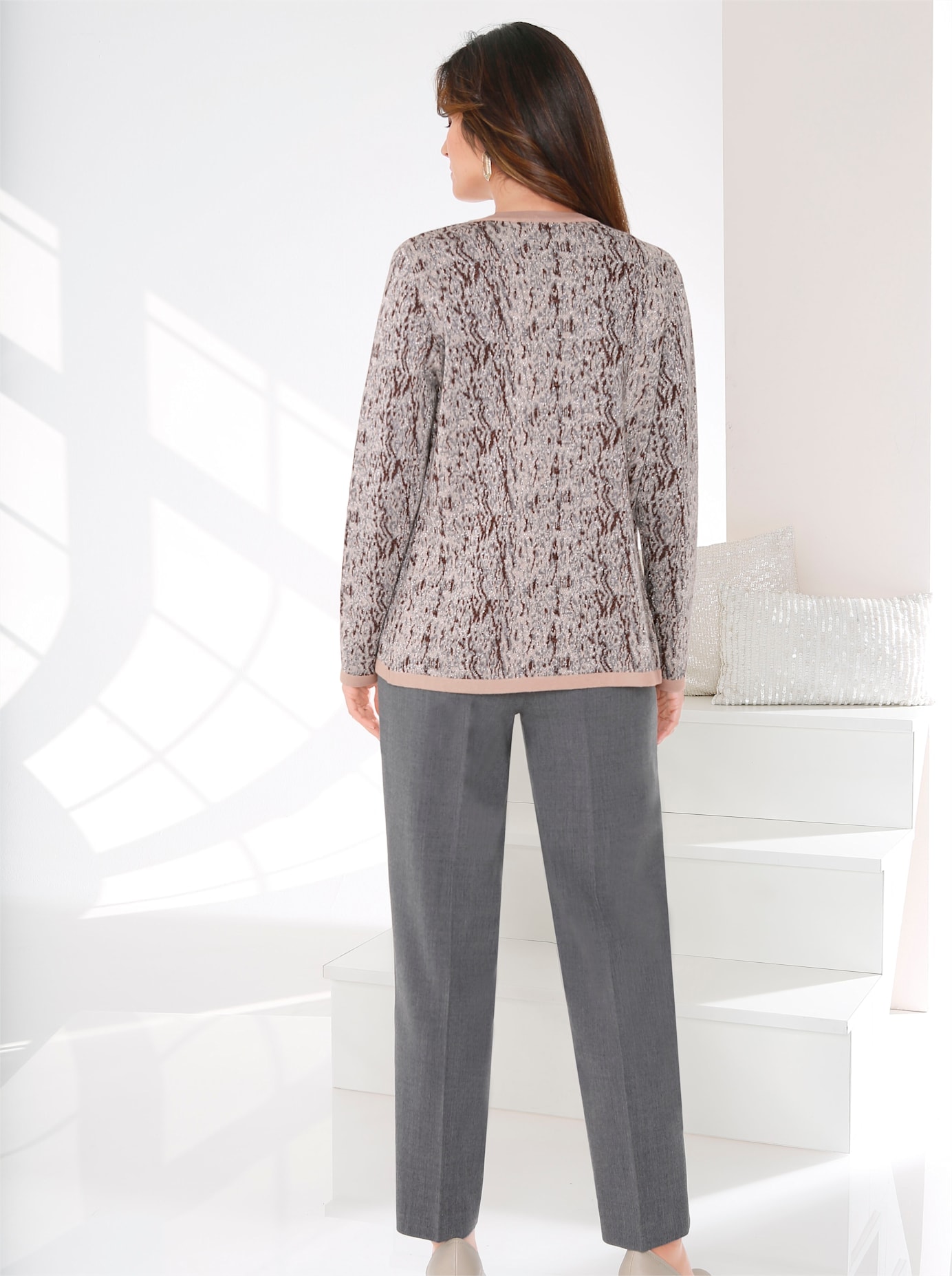 COME ON Damen Webhose, grau, Gr. 19, unifarben, 96% Schurwolle, 4% Elasthan, Hosen