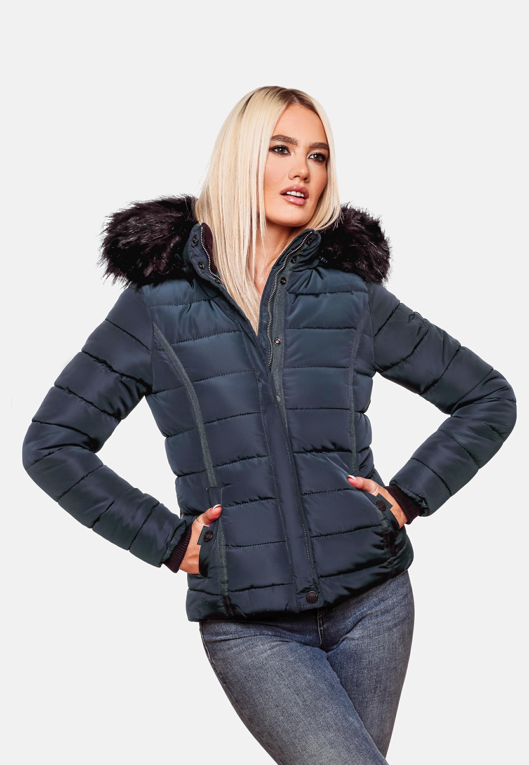 Navahoo Steppjacke »Miamor«, mit Kapuze, hochwertige Winterjacke m. voluminöser Kunstpelz-Kapuze