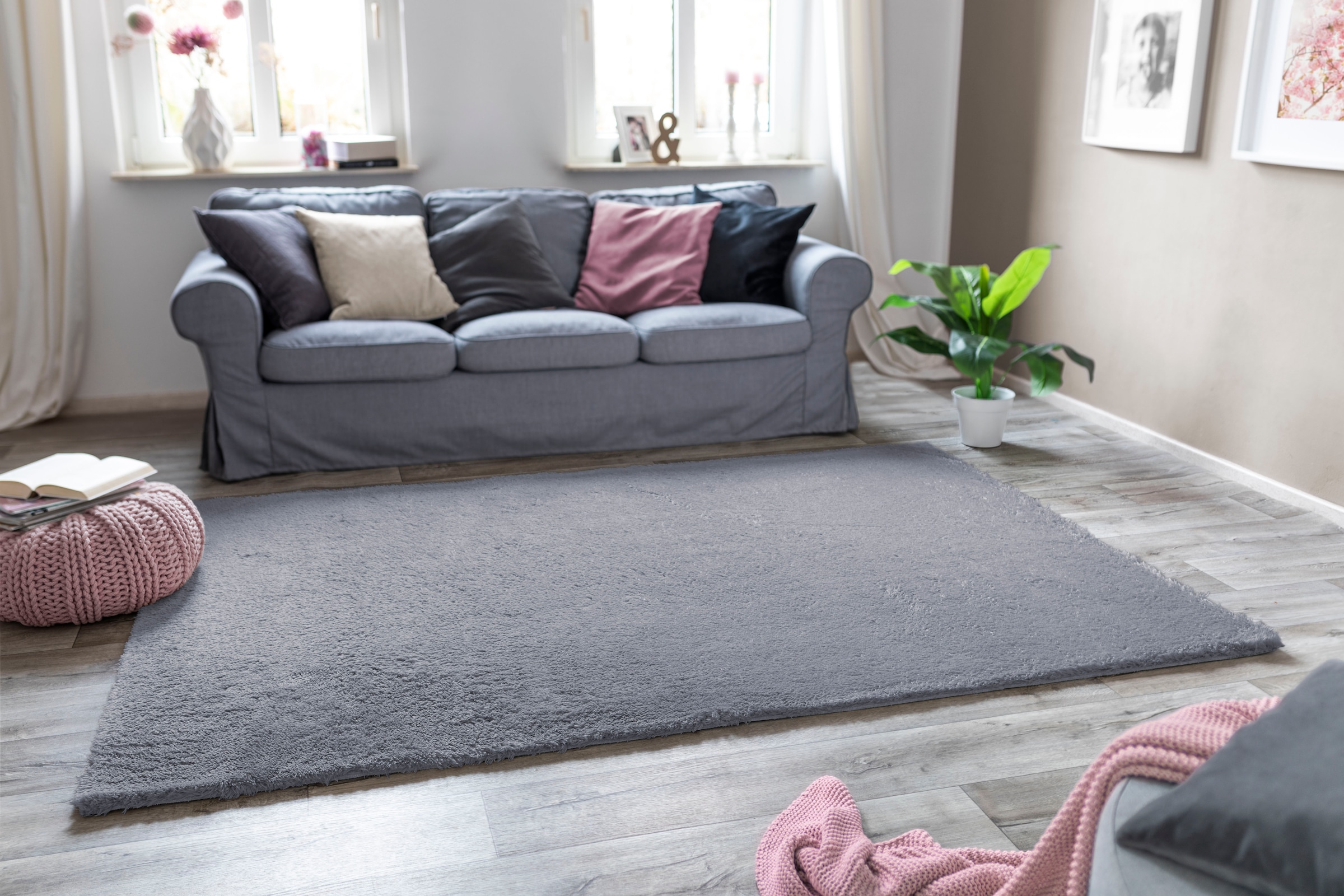 Andiamo Hochflor-Teppich »Posada«, rechteckig, 32 mm Höhe, Uni-Farben, weich & kuschelig, Wohnzimmer