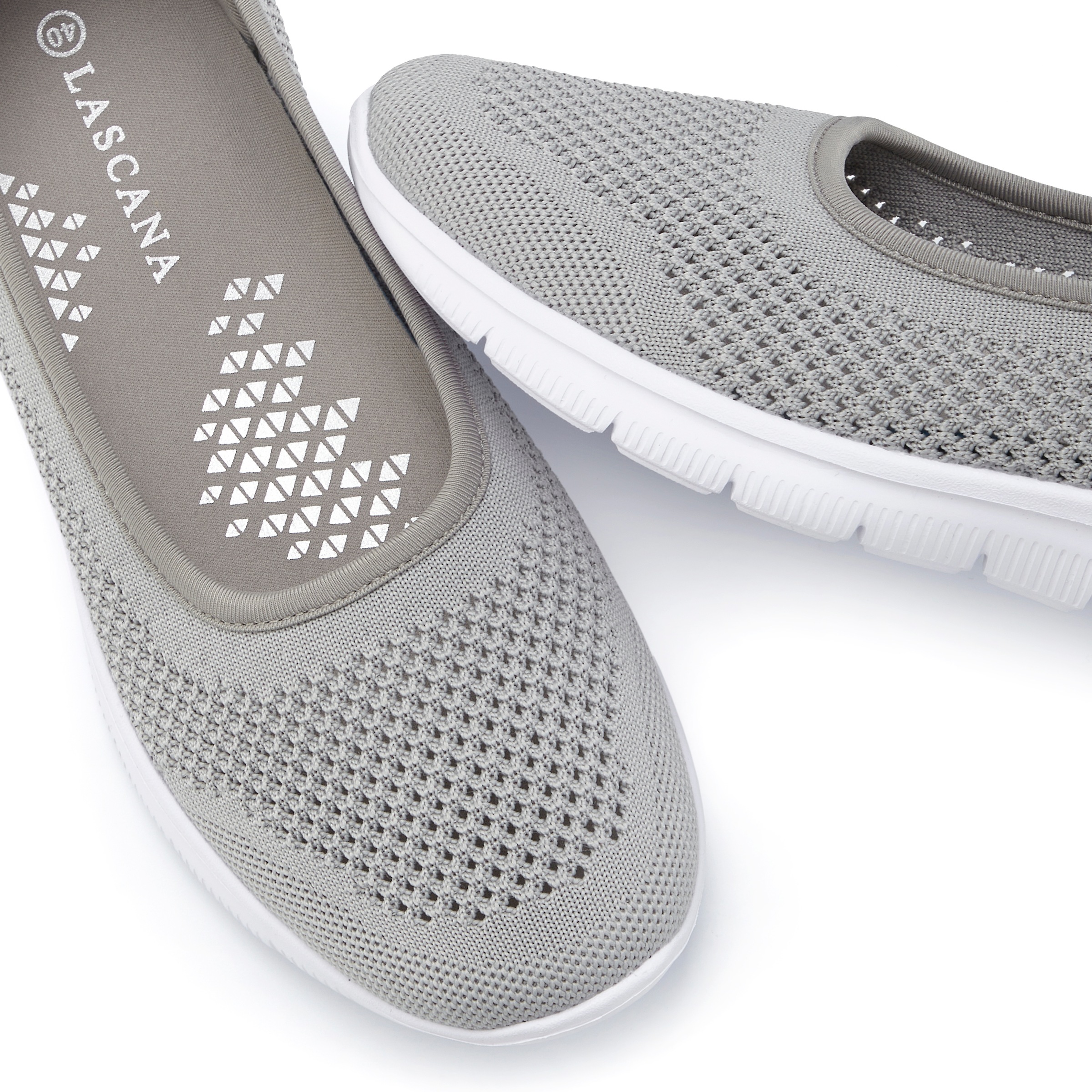 Sneaker Ballerinas LASCANA "Halbschuh, Slip-On-Sneaker", Damen, Gr. 40, grau, Obermaterial: 100% Textilmaterial. Decksohle: 100% Textilmaterial. Futter: 100% Textilmaterial. Laufsohle: 100% Synthetik, unifarben, Schuhe Ballerina, zum Reinschlüpfen VEGAN,  3