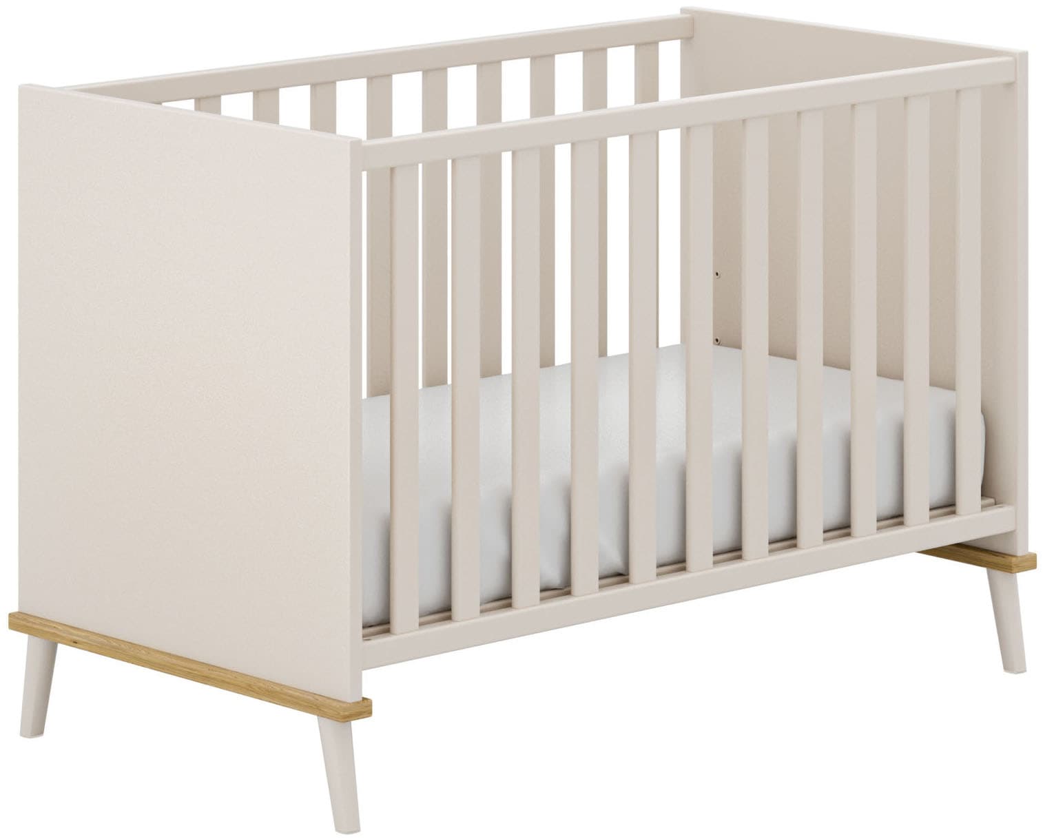 YUNY by PAIDI Babybett "HAZEL 60x120cm in Beige, Kinderbett mit Massivholz" günstig online kaufen