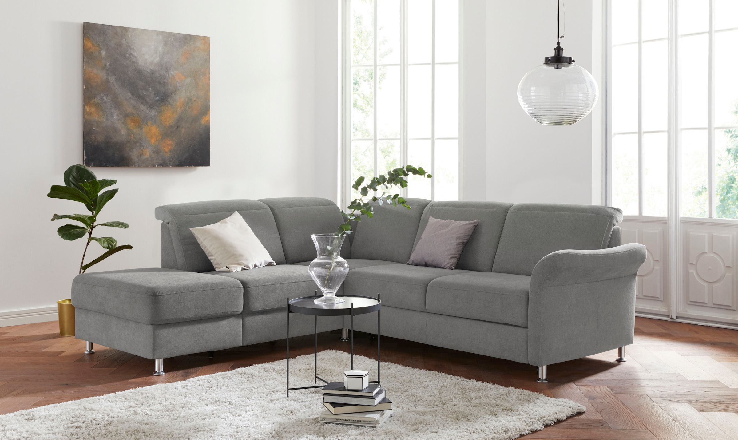 sit&more Ecksofa "Darwin L-Form" inklusive Federkern, wahlweise mit Kopfteilverstellung, Schlaffunktion