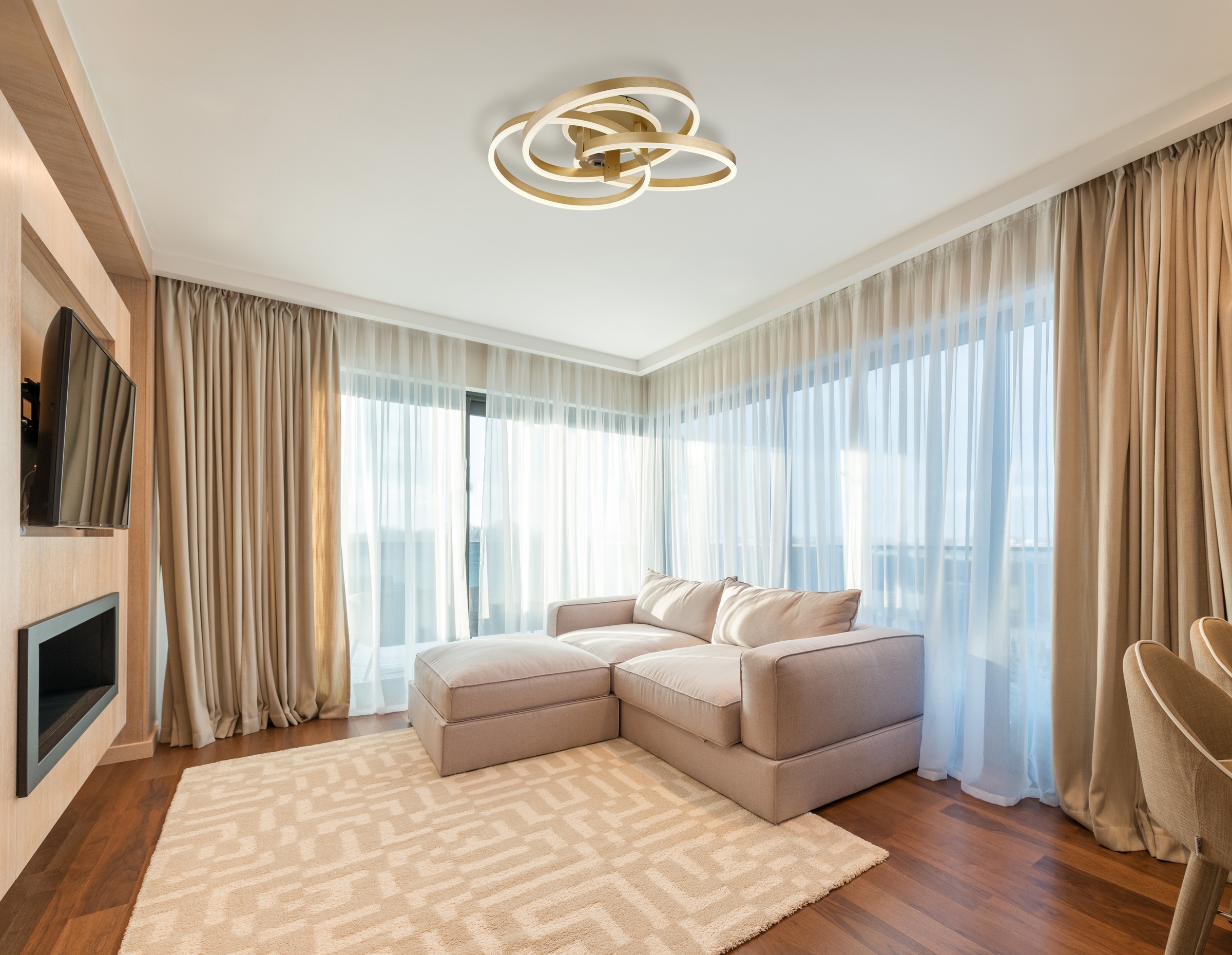 GLOBO LIGHTING Deckenleuchte »HERWIG« LED-Modul 1 Stk. Deckenleuchte Gold, Acryl opal, dimmbar, Fernbedienung, LED 56W