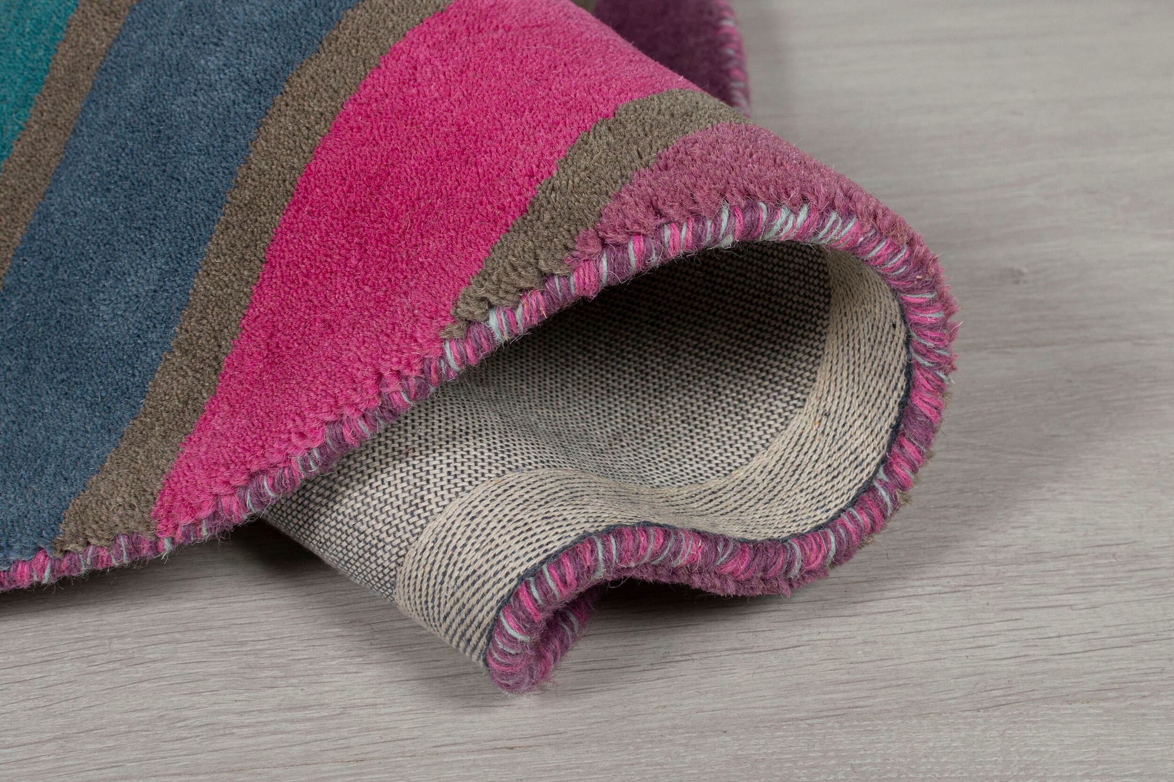 FLAIR RUGS Wollteppich »Candy«, rund, aus 100% Wolle, Design mit Streifen, mehrfarbig gemustert, bunt