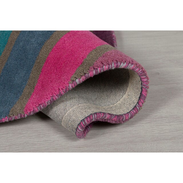 FLAIR RUGS Wollteppich »Candy«, rund, aus 100% Wolle, Design mit Streifen, mehrfarbig  gemustert, bunt auf Rechnung | BAUR