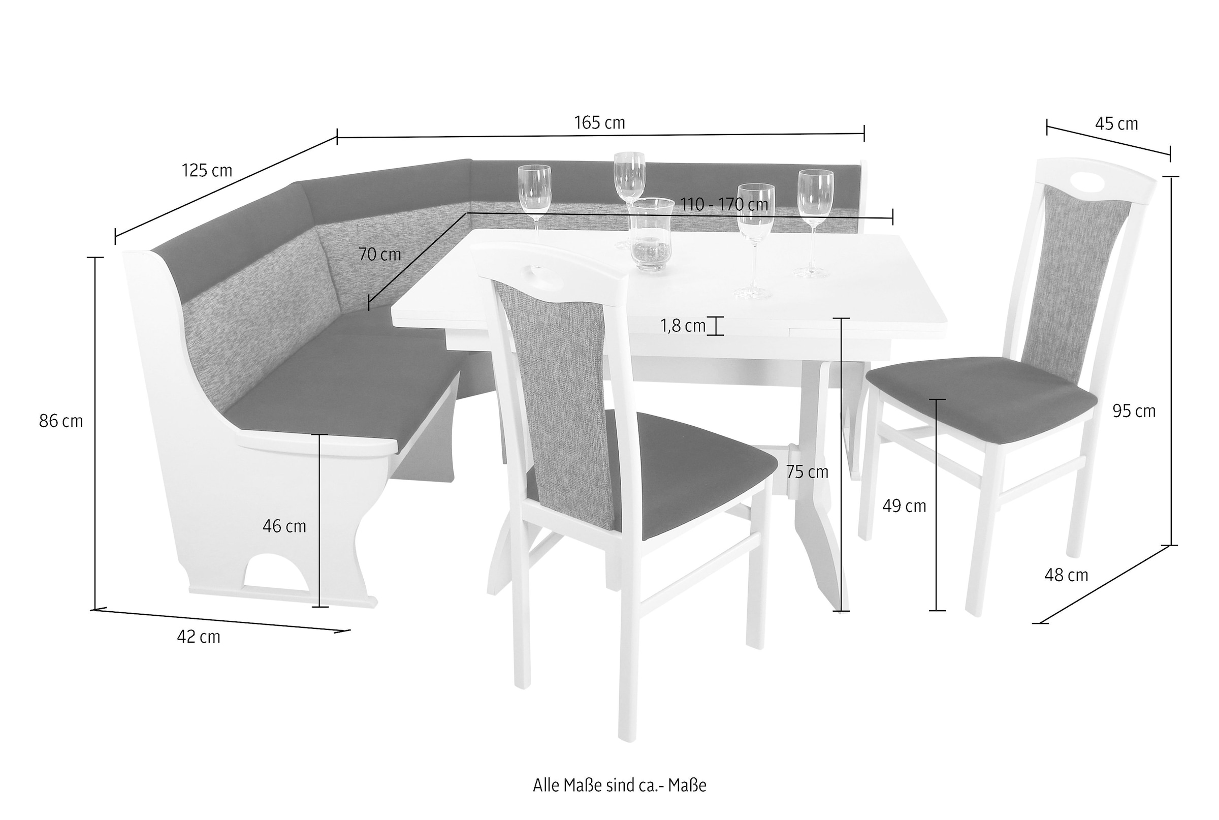 Home affaire Eckbankgruppe »Madrid«, (Set, 4 tlg.), Schenkel wechselbar