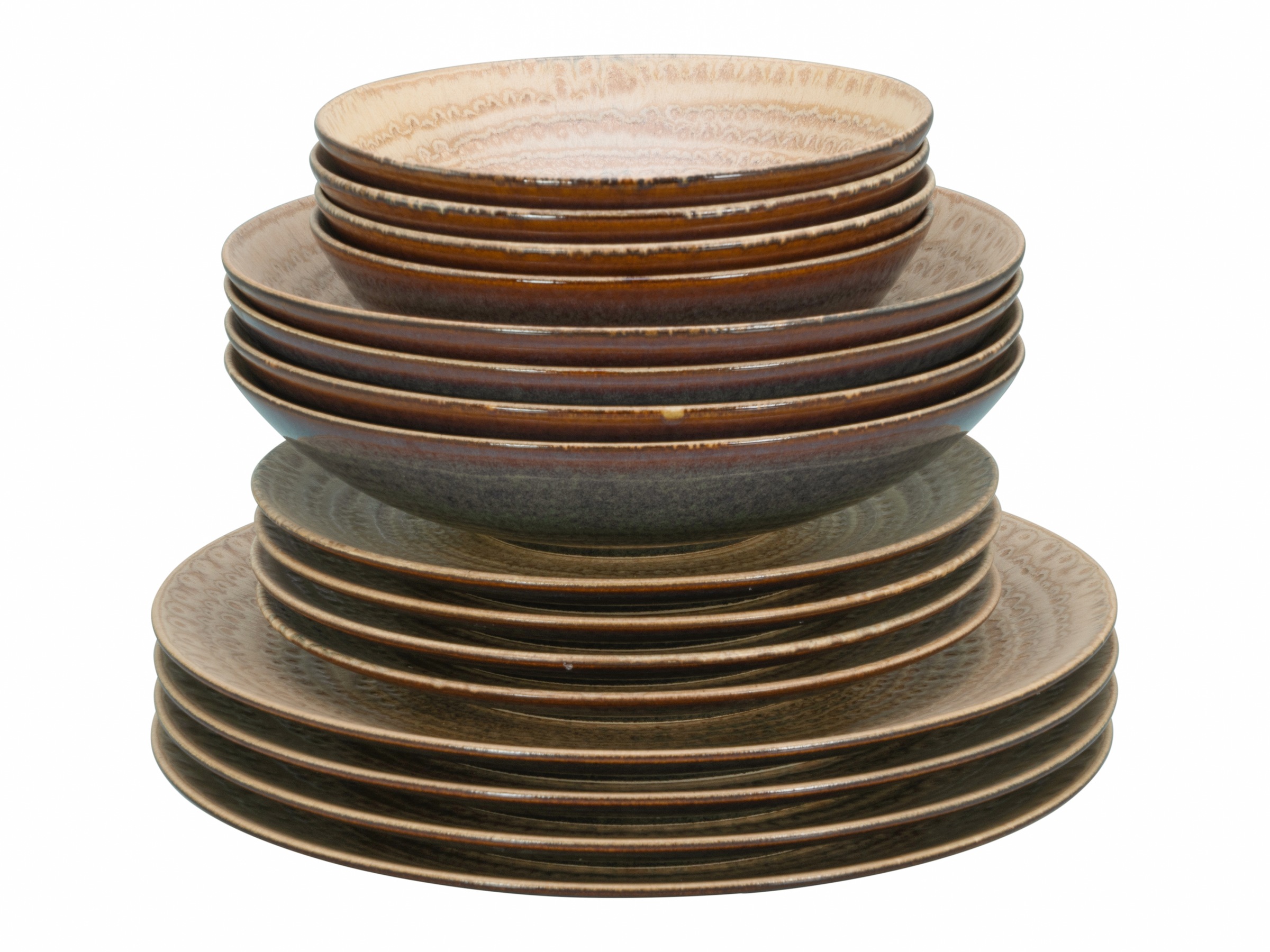 CreaTable Teller-Set »Neapel, Tellerset 16-tlg.« Edles Tellerset, Vulkanoptik