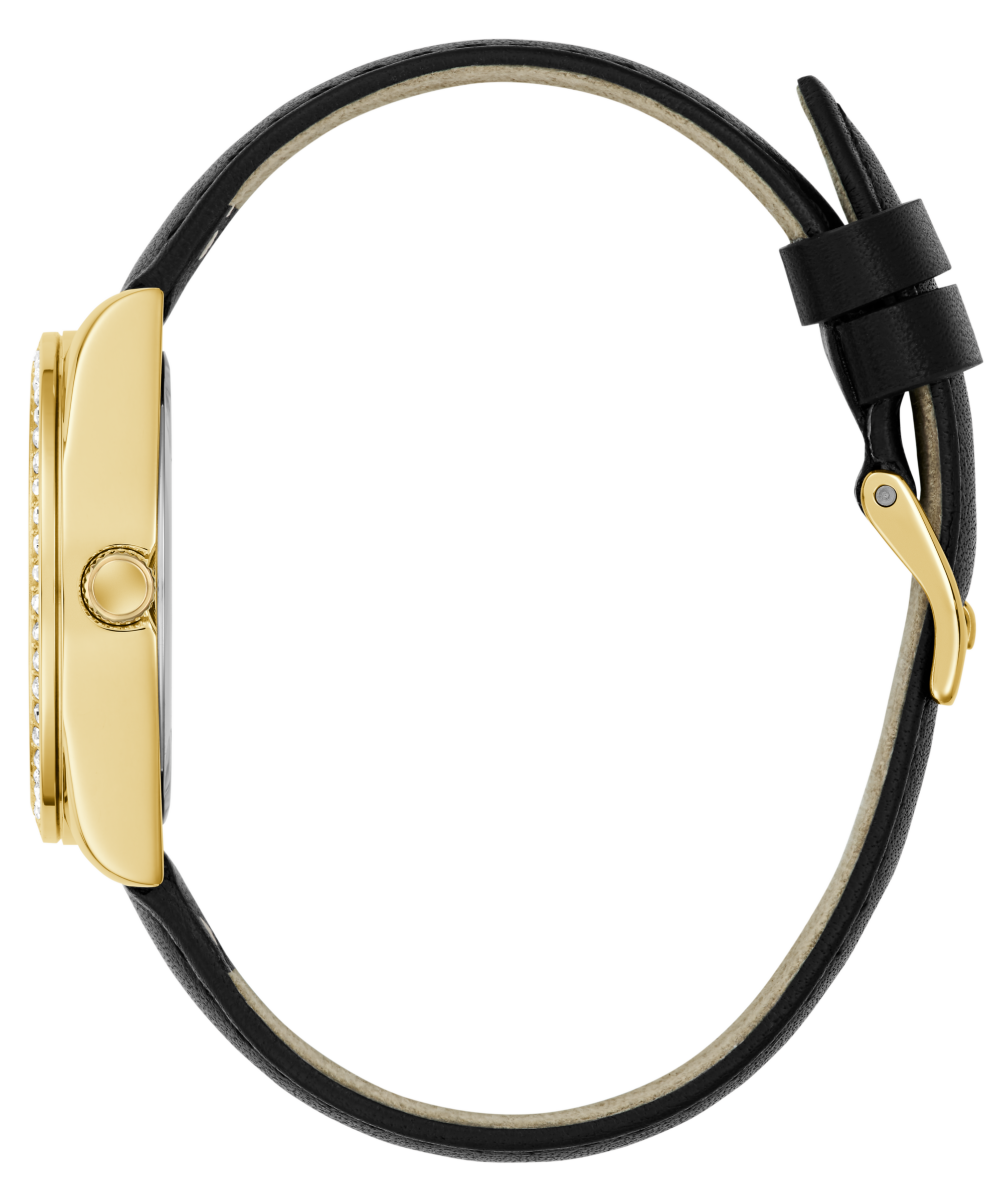 Guess Quarzuhr »BOA« Armbanduhr, Damenuhr, Lederarmband, Kristallsteine