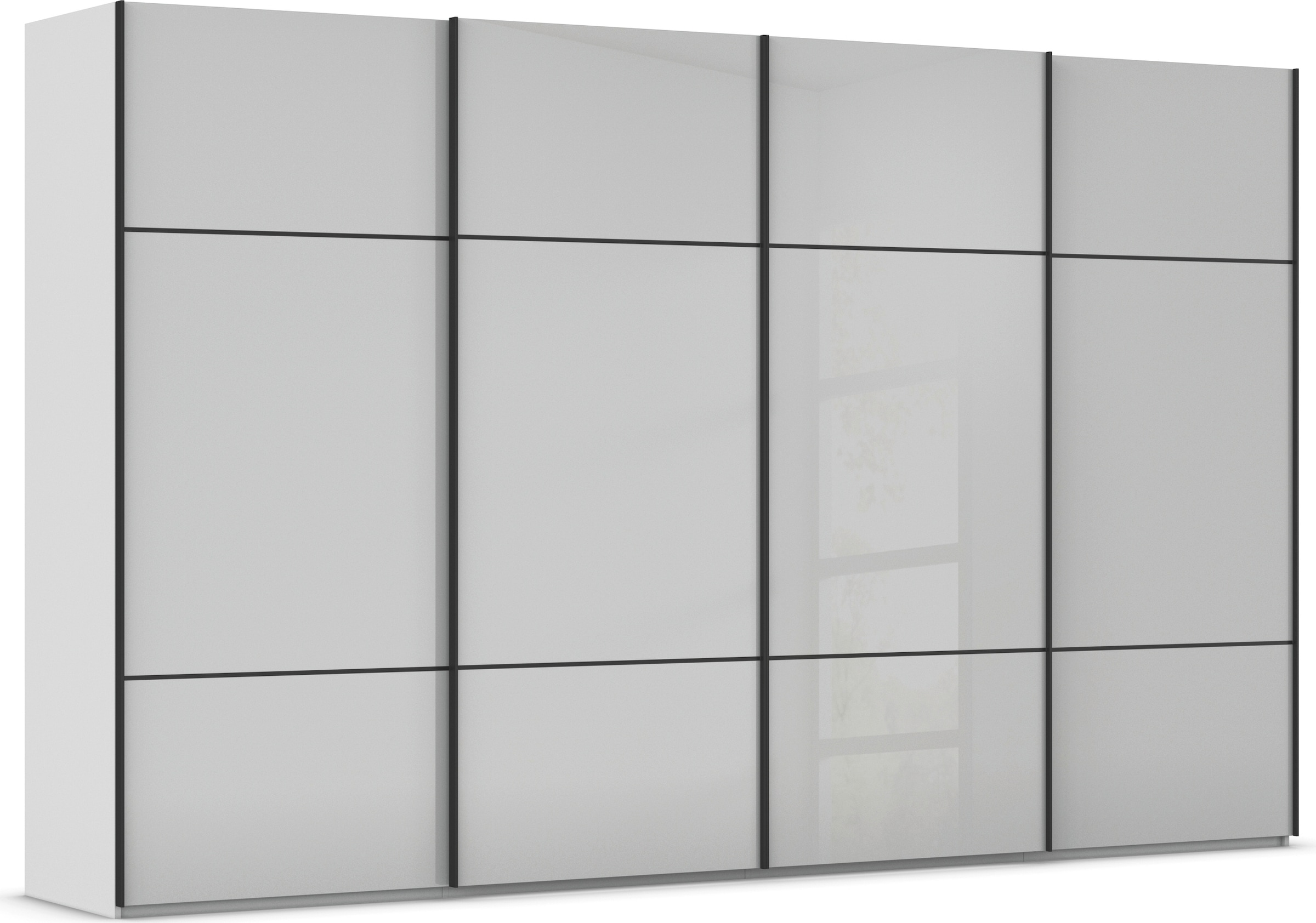rauch "Kleiderschrank Schrank Garderobe Schlafzimmerschrank SCALE-TRIO" edle dreigeteilte Front mit 2 Zierleisten Glasfront MADE IN GERMANY