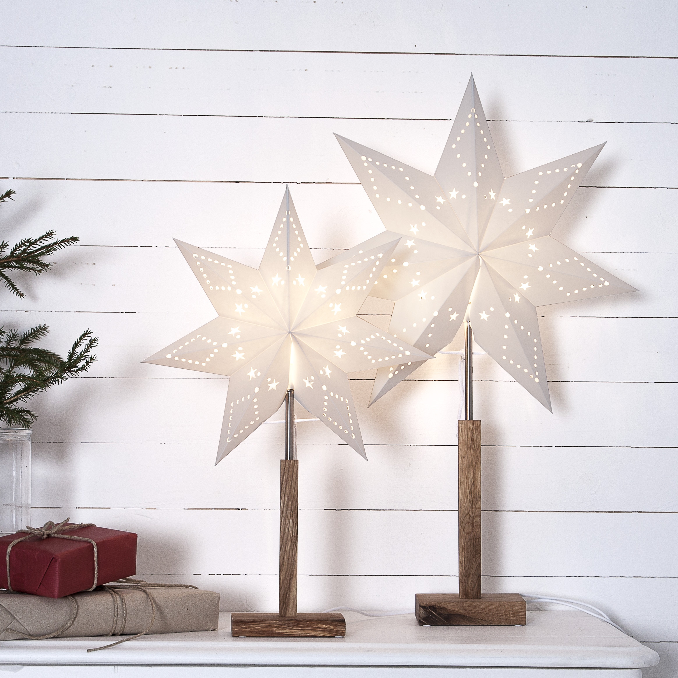 Parforce Traditional Hunting Stehlampe »Standleuchte Stern Karo« E14 2 Stk. Tischlampe, Weihnachtsstern, Deko-Stern, 7-zackig, Weihnachtsdeko