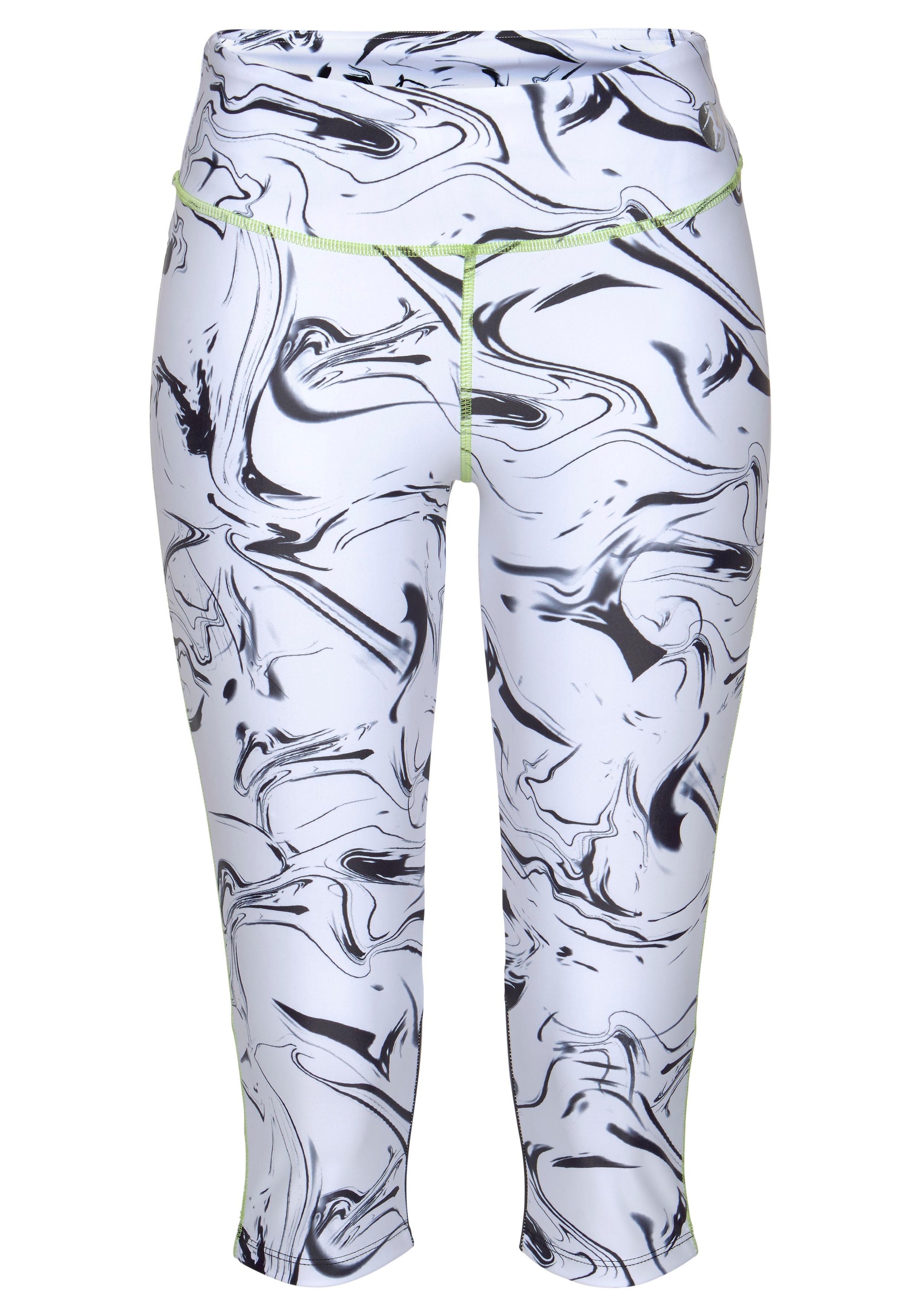 LASCANA ACTIVE Caprileggings »White Marble«, Sporthose mit Mesheinsätzen