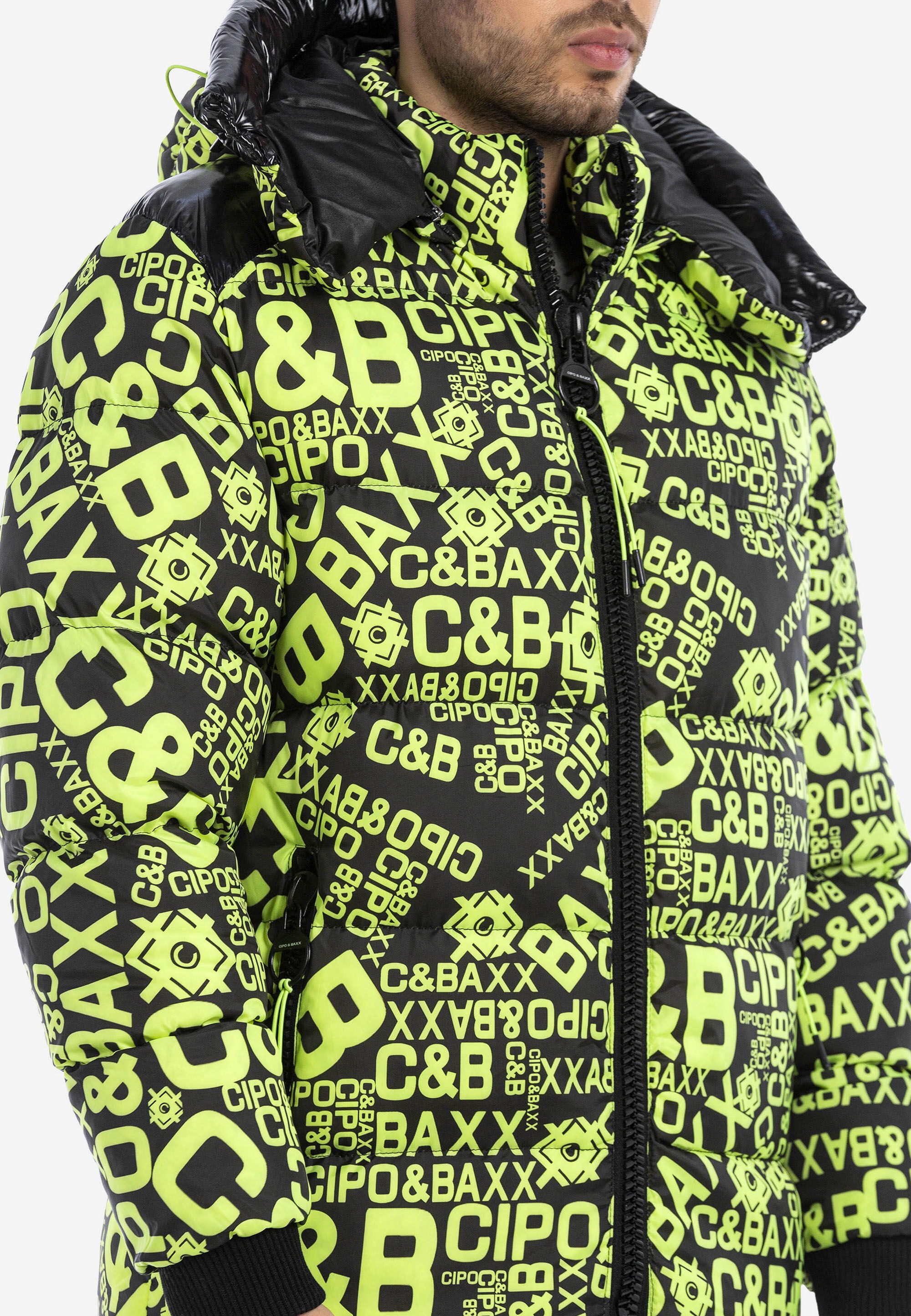 Cipo & Baxx Winterjacke »Winterjacke«, mit Kapuze, mit stylischem Schriftzug