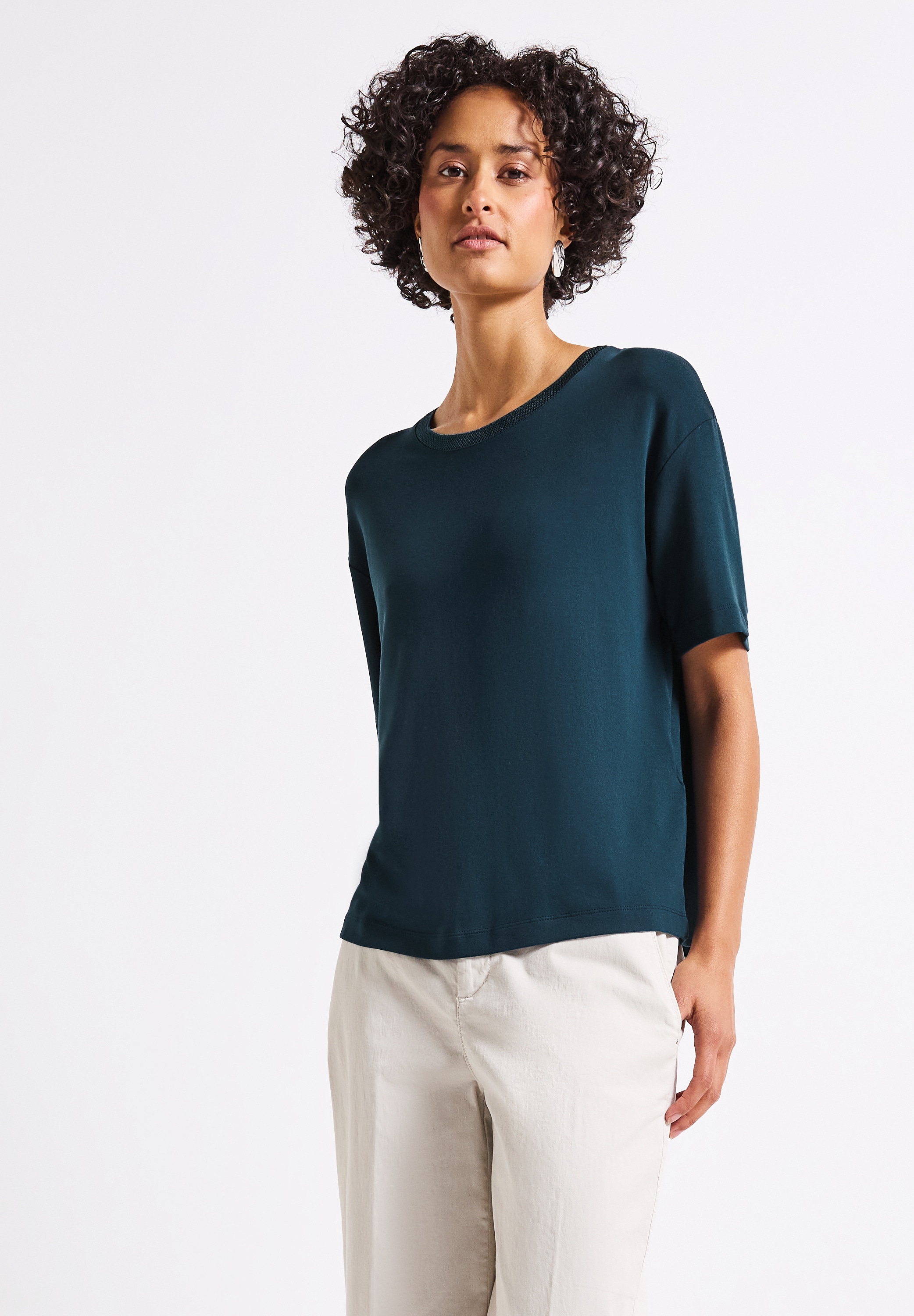 STREET ONE T-Shirt, aus elastischem Materialmix günstig online kaufen