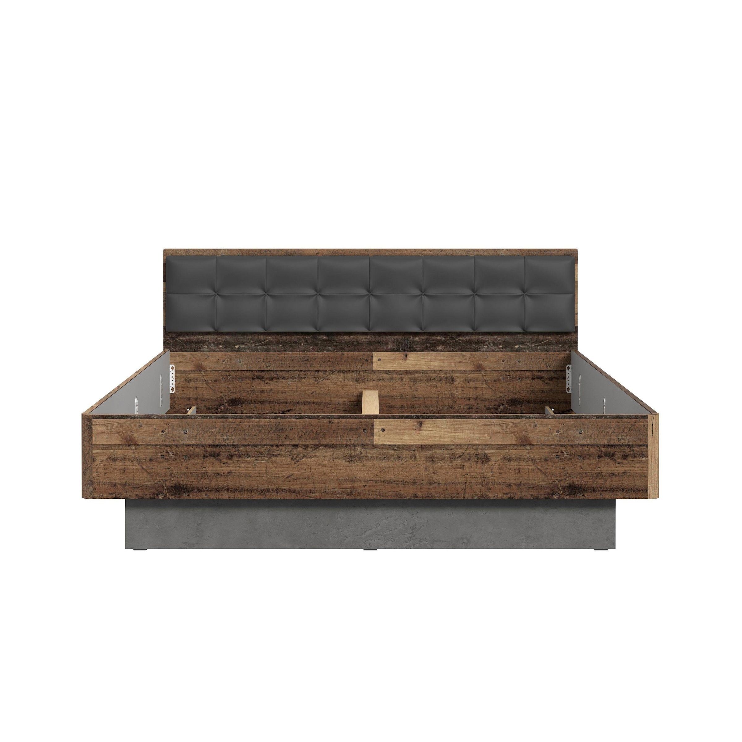 FORTE Futonbett »Clif, Bettanlage, Old – Wood Vintage, Betonoptik Dunkelgrau«, (Liegefläche 180x200cm), mit gepolstertem Kopfteil aus Kunstleder, bis 220KG belastbar
