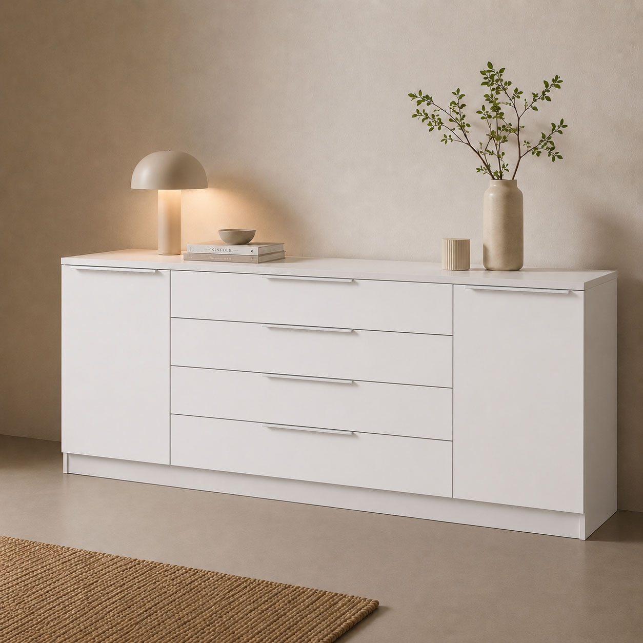 borchardt Möbel Kommode »Oliva, Kommode mit Metallgriffen« Modernes Sideboard mit 2 Türen und 4 Schubkästen, Breite 200 cm